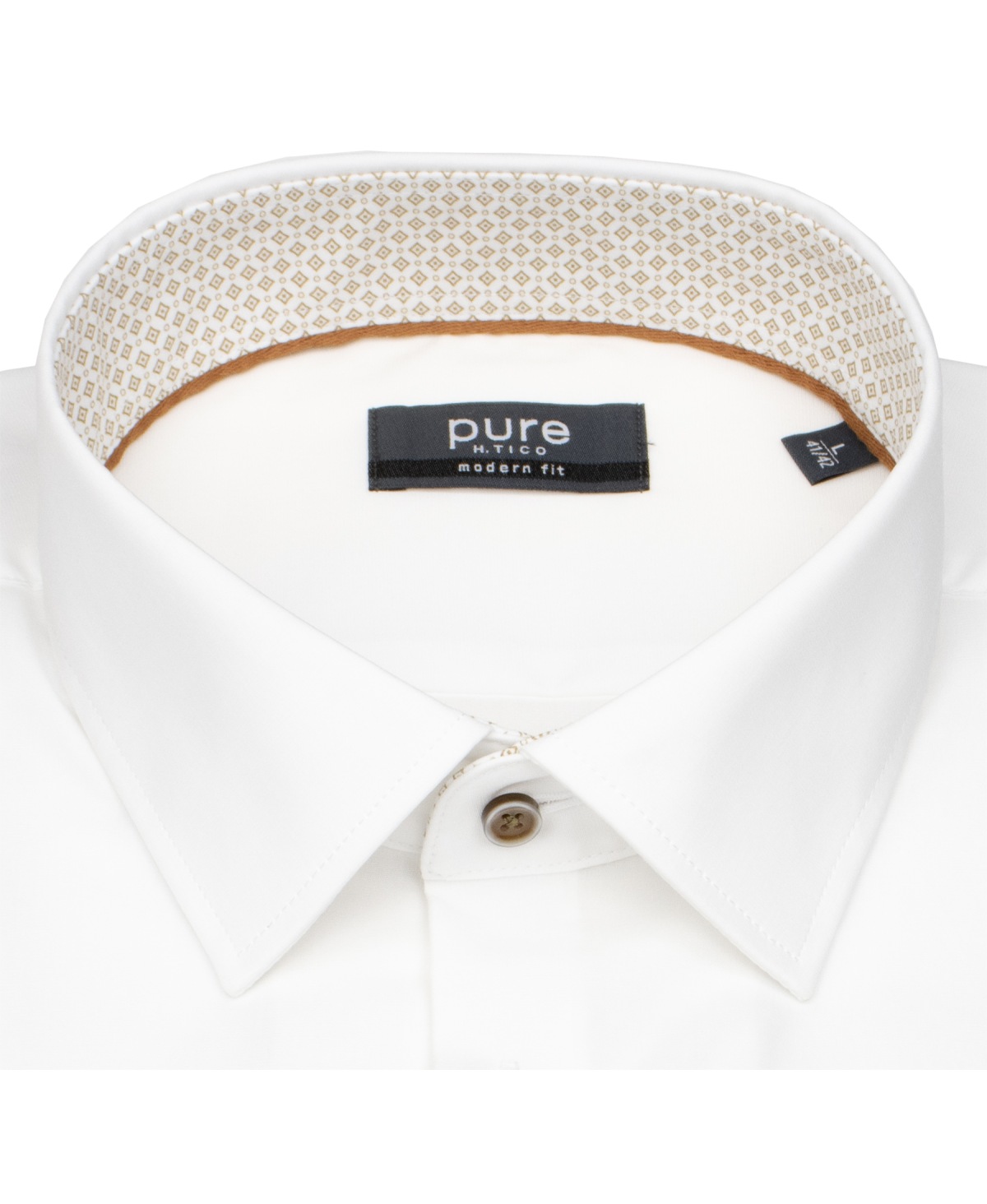 Pure Hemd - Modern Fit - Kentkragen - Kontrastknöpfe - weiß