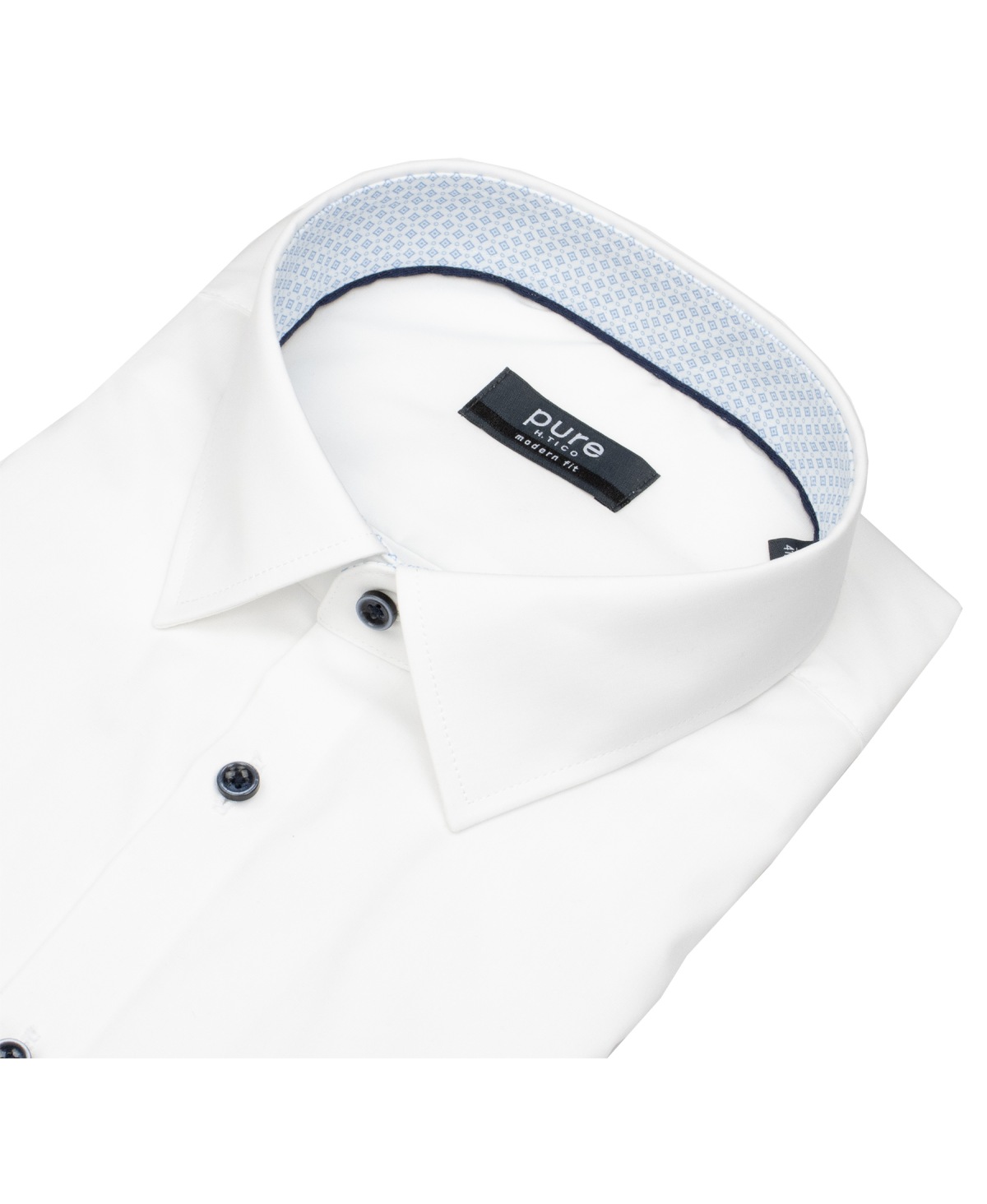 Pure Hemd - Modern Fit - Kentkragen - Kontrastknöpfe - weiß