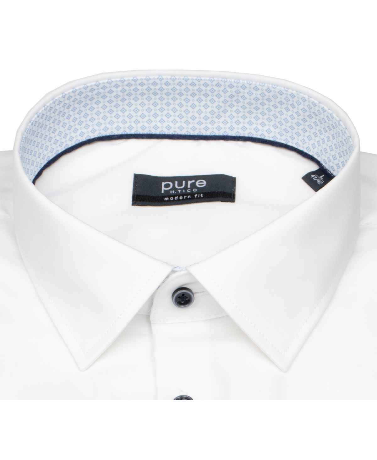 Pure Hemd - Modern Fit - Kentkragen - Kontrastknöpfe - weiß