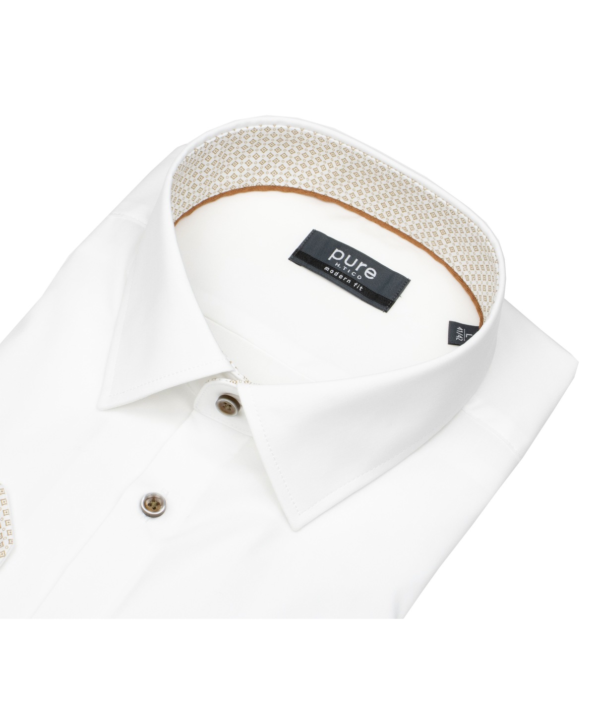 Pure Hemd - Modern Fit - Kentkragen - Kontrastknöpfe - weiß