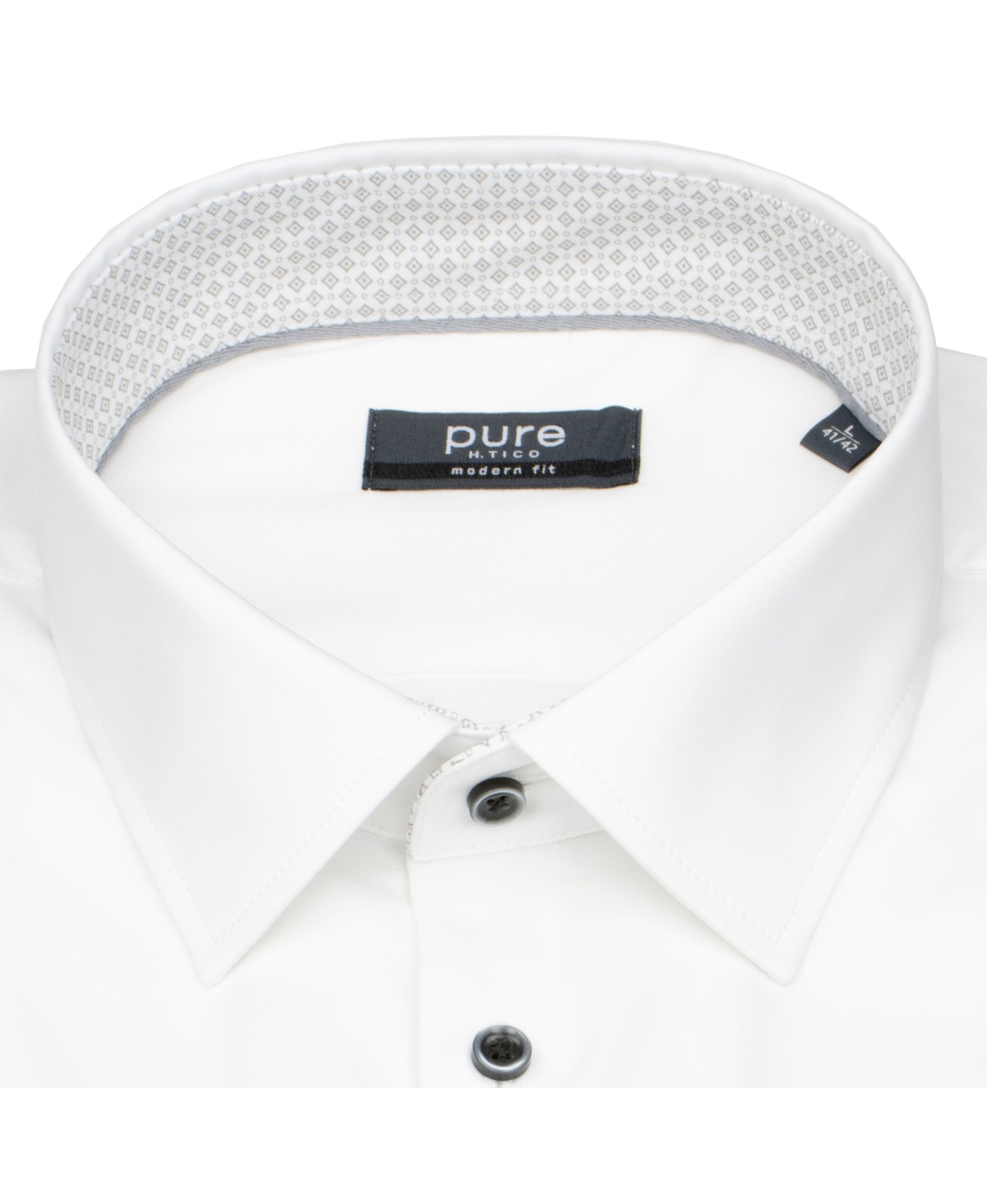 Pure Hemd - Modern Fit - Kentkragen - Kontrastknöpfe - weiß