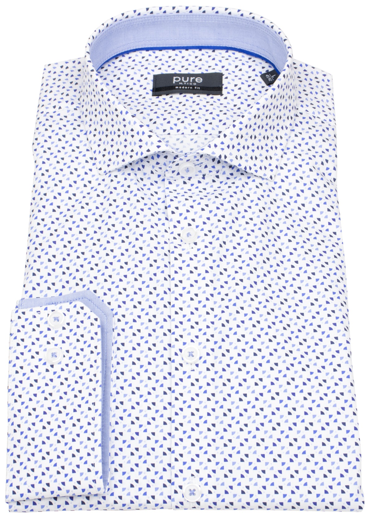 Pure Hemd - Modern Fit - Print - dunkelblau / blau / weiß