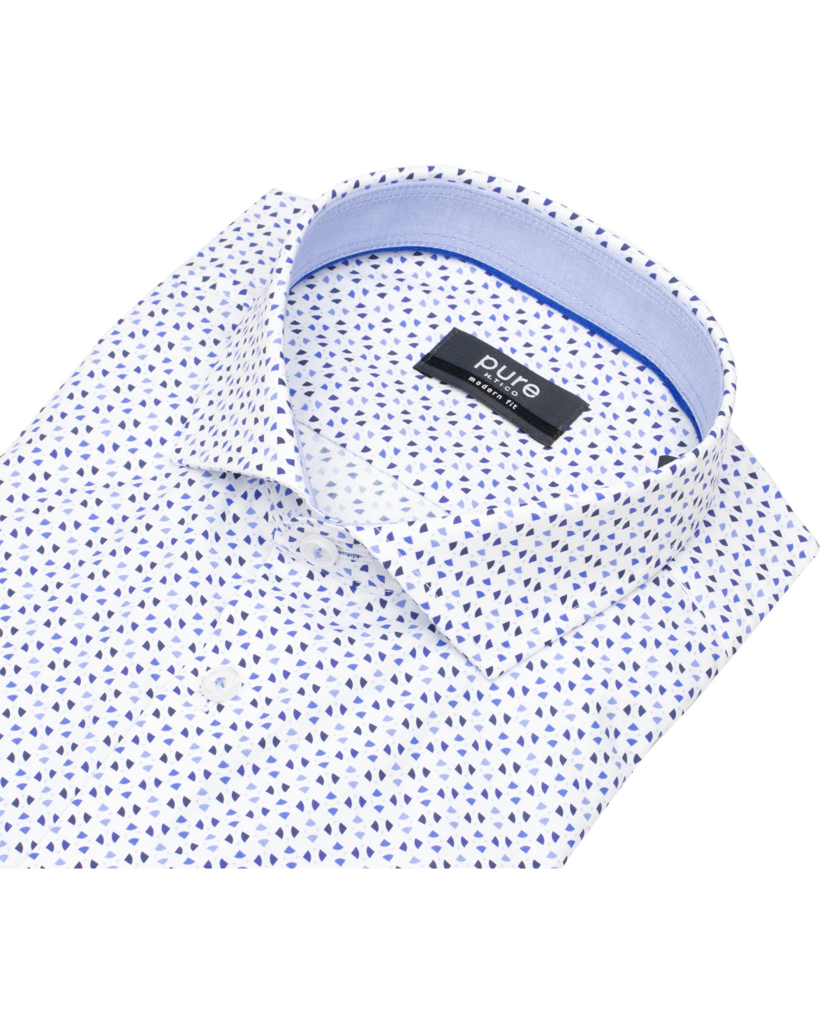Pure Hemd - Modern Fit - Print - dunkelblau / blau / weiß
