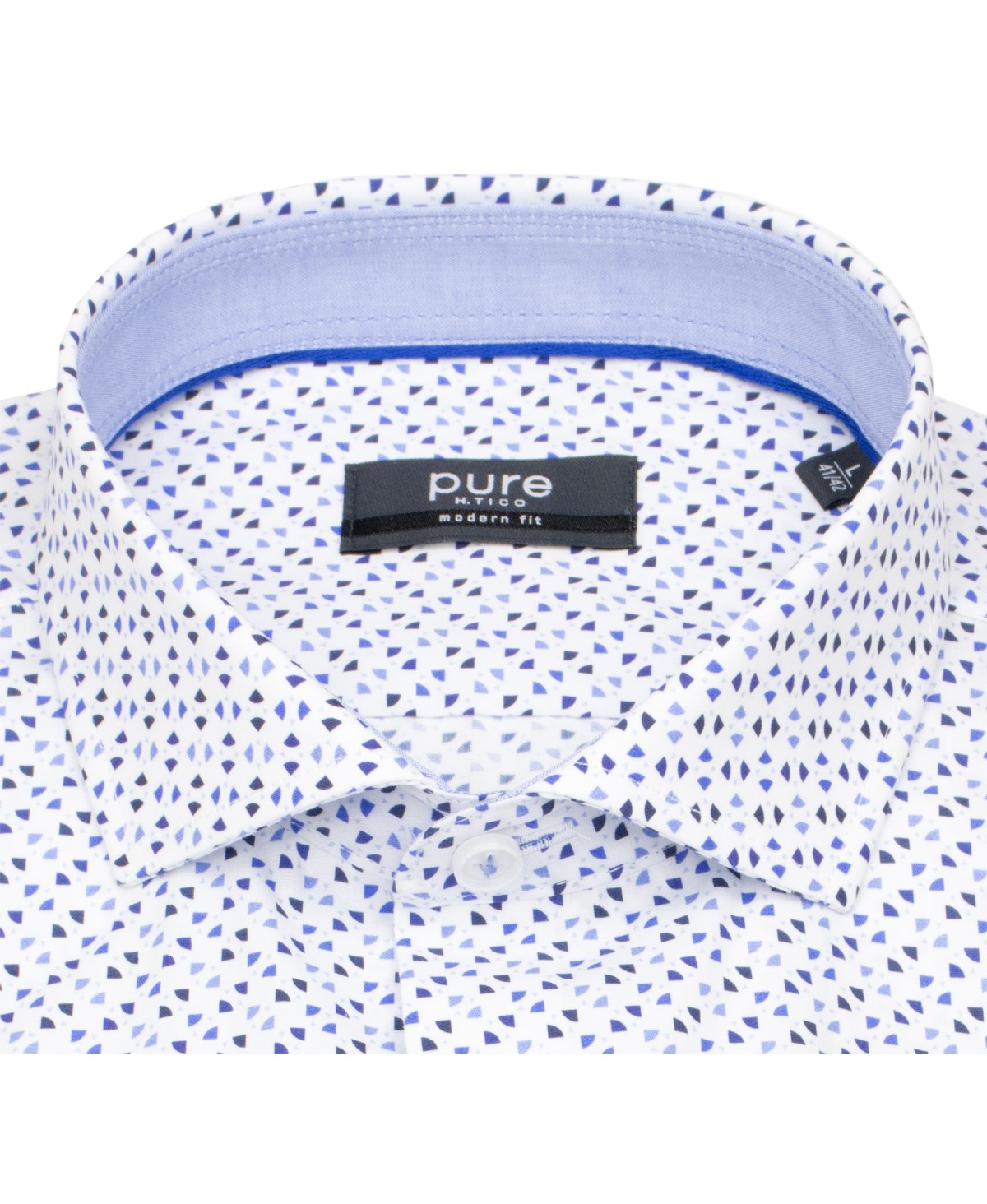 Pure Hemd - Modern Fit - Print - dunkelblau / blau / weiß
