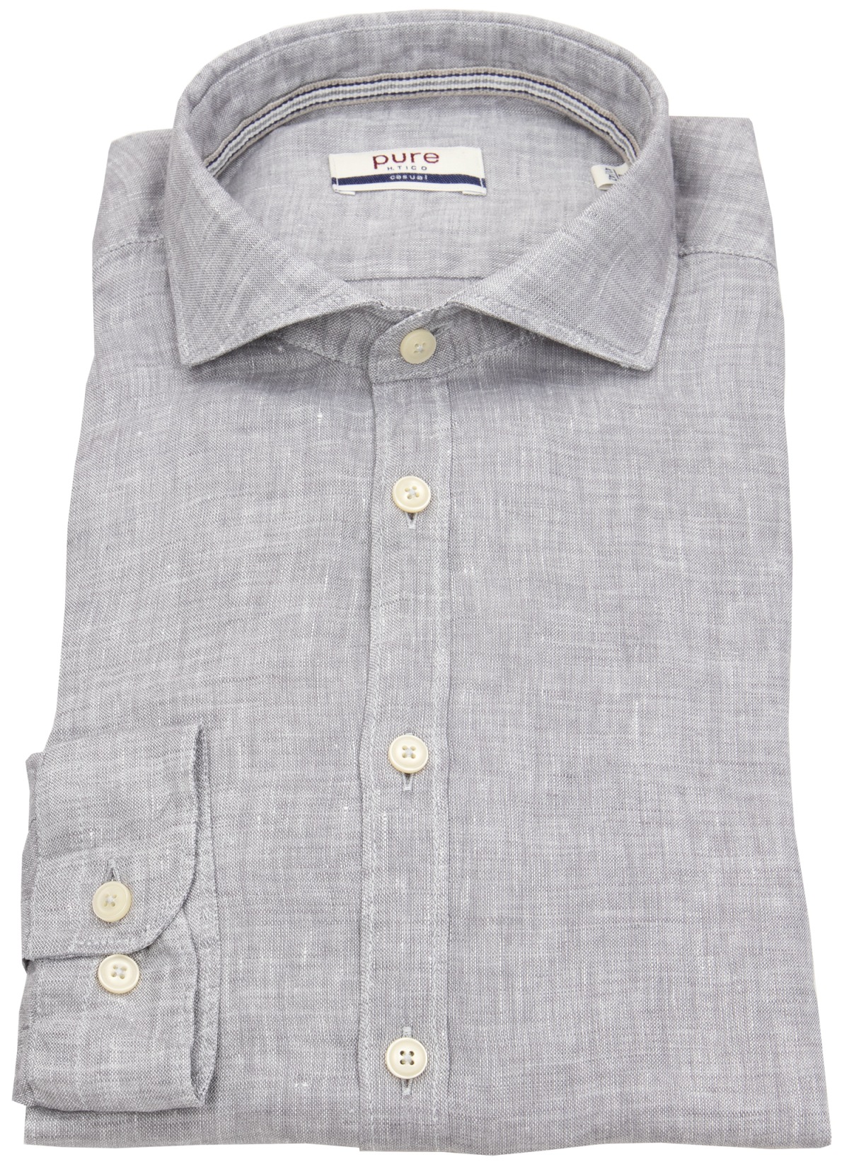 Pure Hemd - Slim Fit Casual - Kentkragen - Leinen - grau - ohne OVP