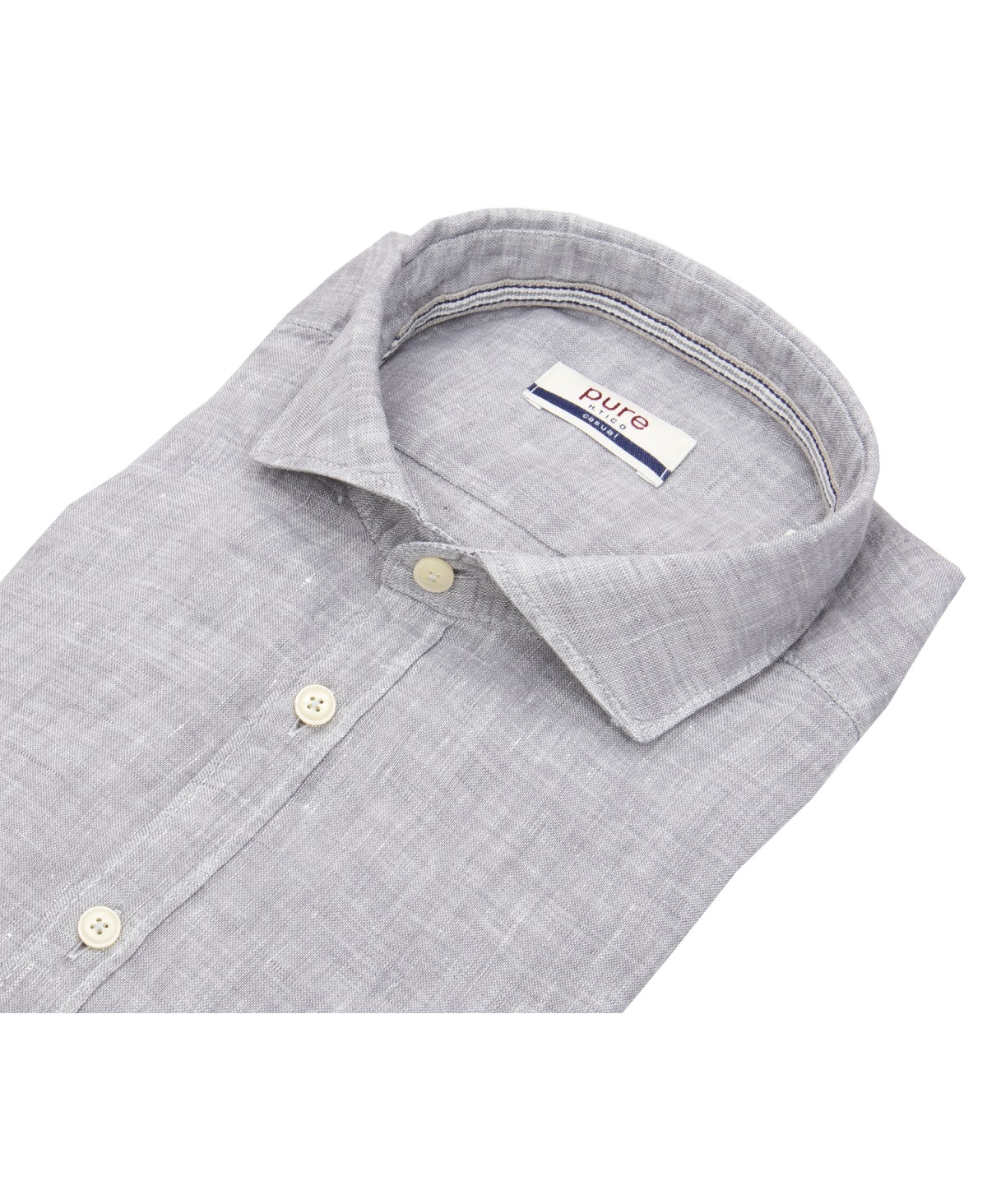Pure Hemd - Slim Fit Casual - Kentkragen - Leinen - grau - ohne OVP