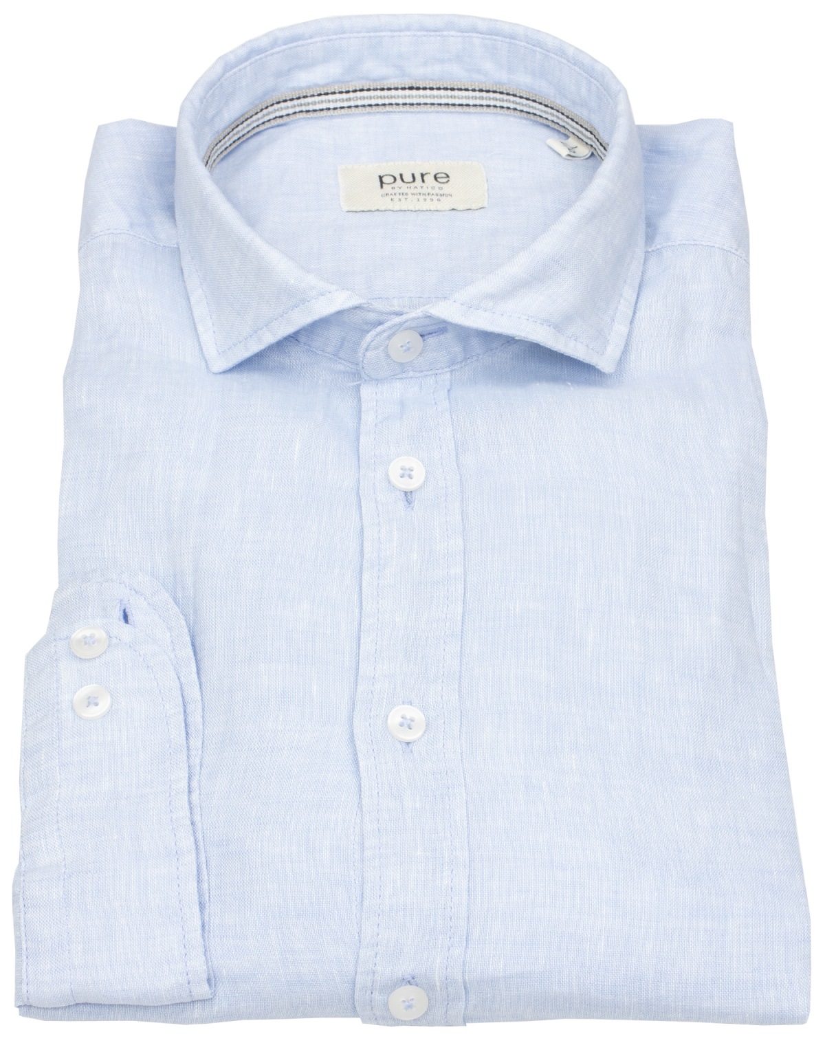 Pure Hemd - Slim Fit Casual - Kentkragen - Leinen - hellblau