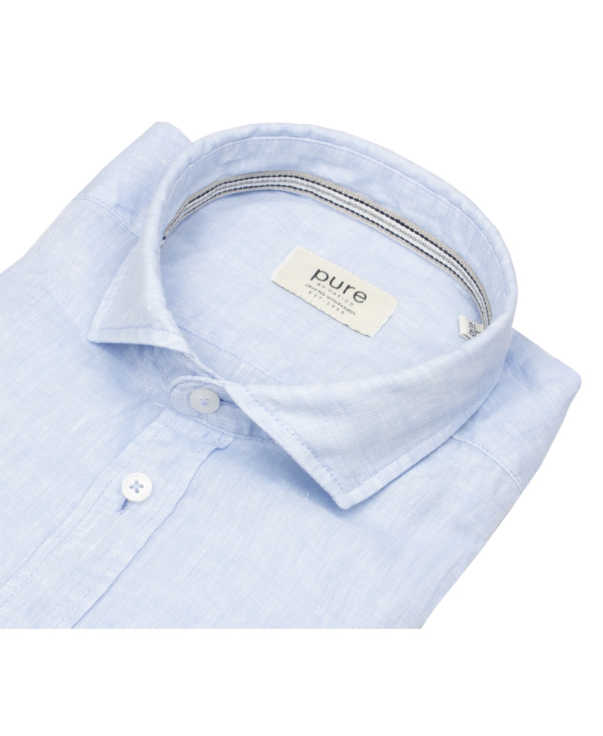 Pure Hemd - Slim Fit Casual - Kentkragen - Leinen - hellblau