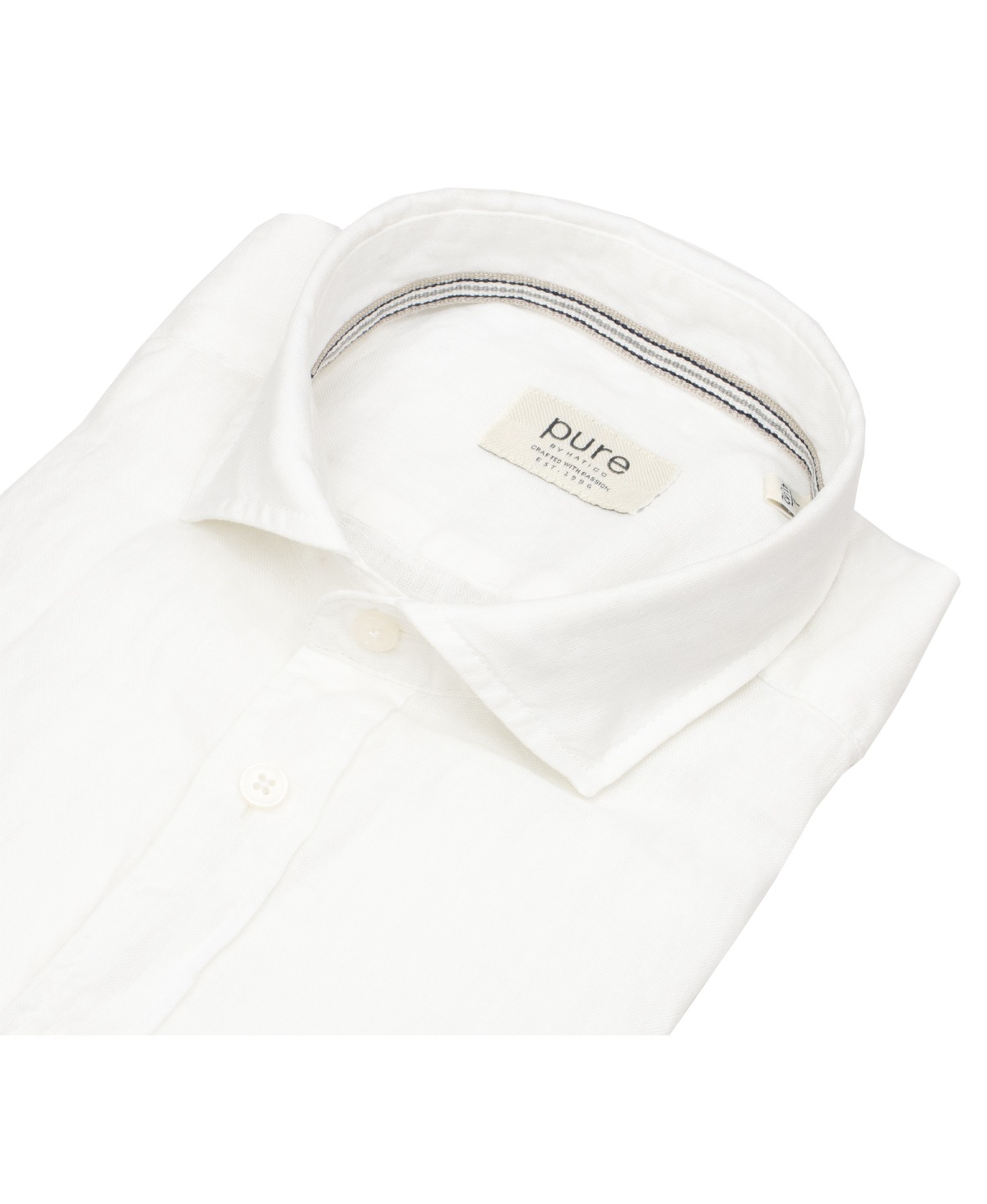 Pure Hemd - Slim Fit Casual - Kentkragen - Leinen - weiß