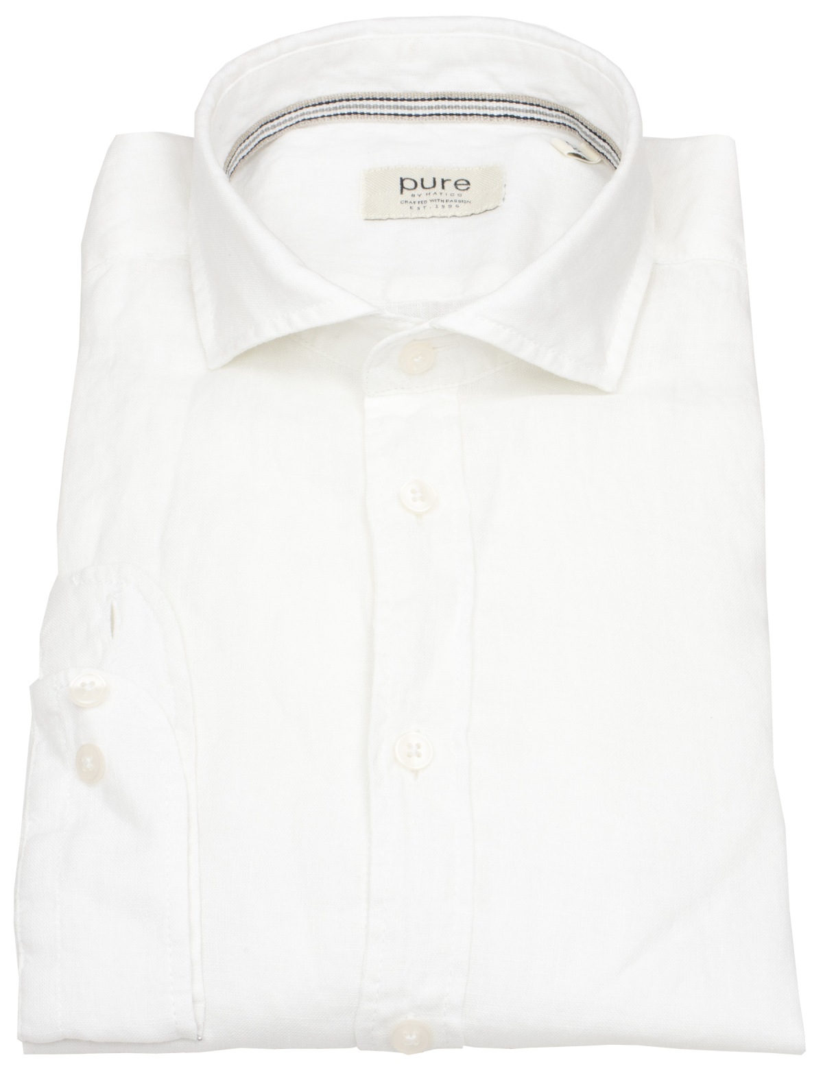 Pure Hemd - Slim Fit Casual - Kentkragen - Leinen - weiß