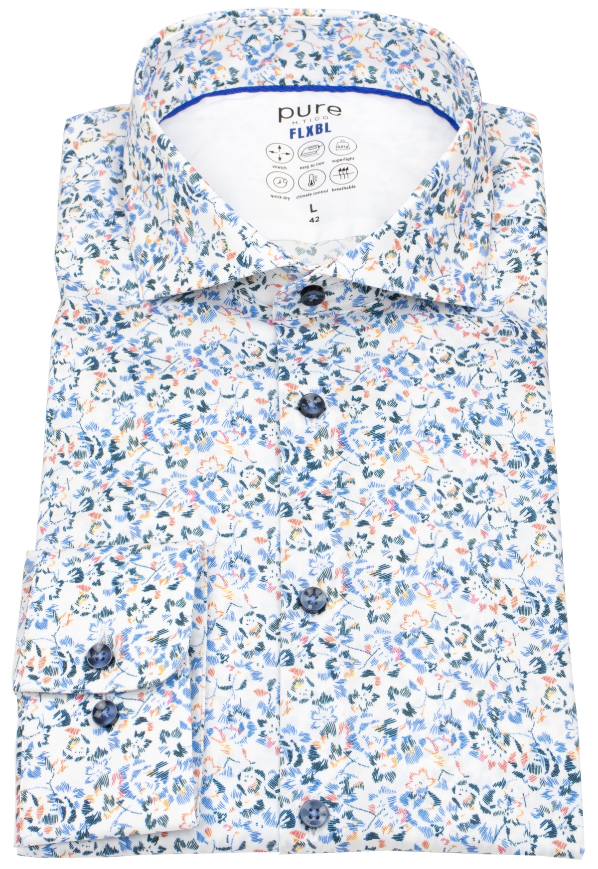 Pure Hemd - Slim Fit - FLXBL Shirt - Haifischkragen - Print - mehrfarbig - ohne OVP