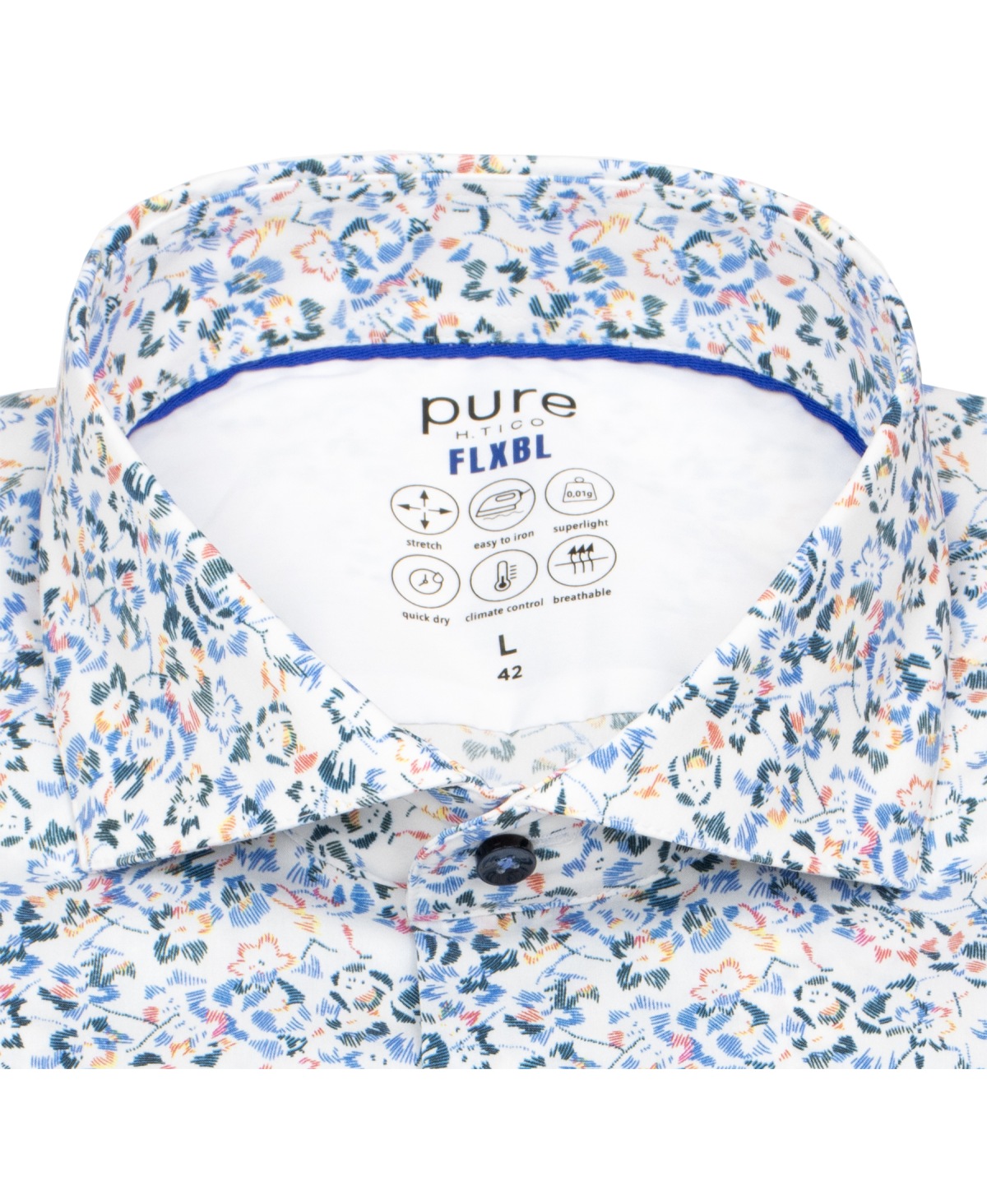 Pure Hemd - Slim Fit - FLXBL Shirt - Haifischkragen - Print - mehrfarbig - ohne OVP