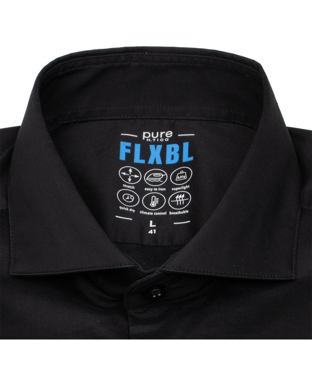 Pure Hemd - Slim Fit - FLXBL Shirt - Haifischkragen - schwarz - ohne OVP