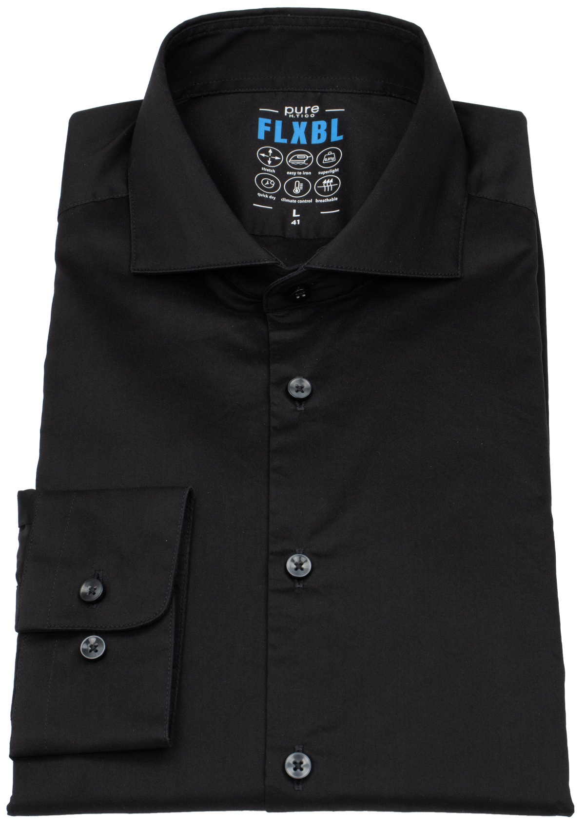Pure Hemd - Slim Fit - FLXBL Shirt - Haifischkragen - schwarz - ohne OVP