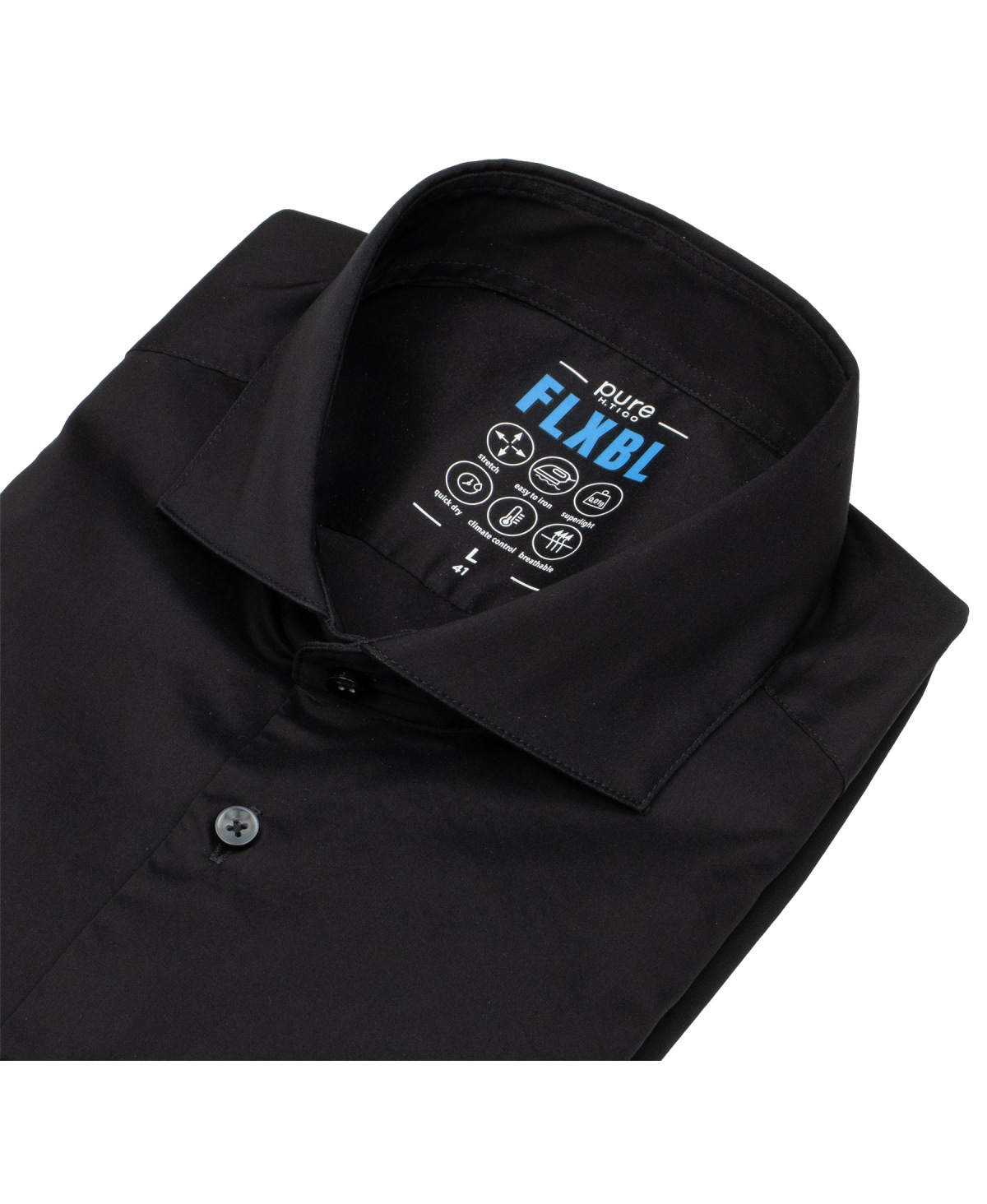 Pure Hemd - Slim Fit - FLXBL Shirt - Haifischkragen - schwarz - ohne OVP