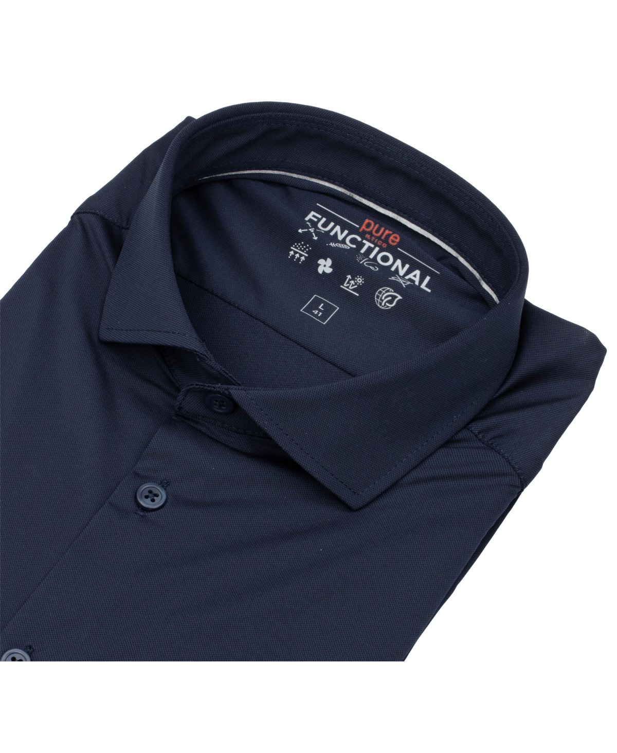 Pure Hemd - Slim Fit - Functional Shirt - Haifischkragen - blau - extra langer 70cm Arm