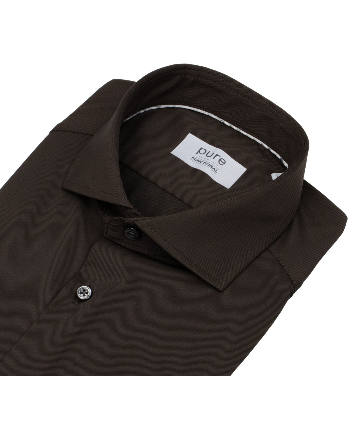 Pure Hemd - Slim Fit - Functional Shirt - Haifischkragen - dunkelbraun