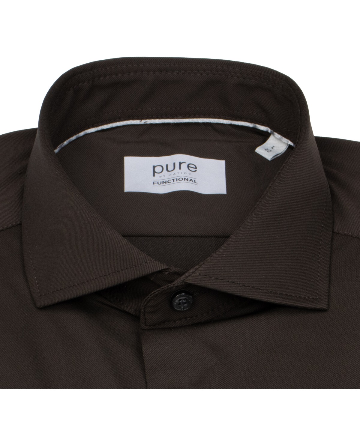 Pure Hemd - Slim Fit - Functional Shirt - Haifischkragen - dunkelbraun