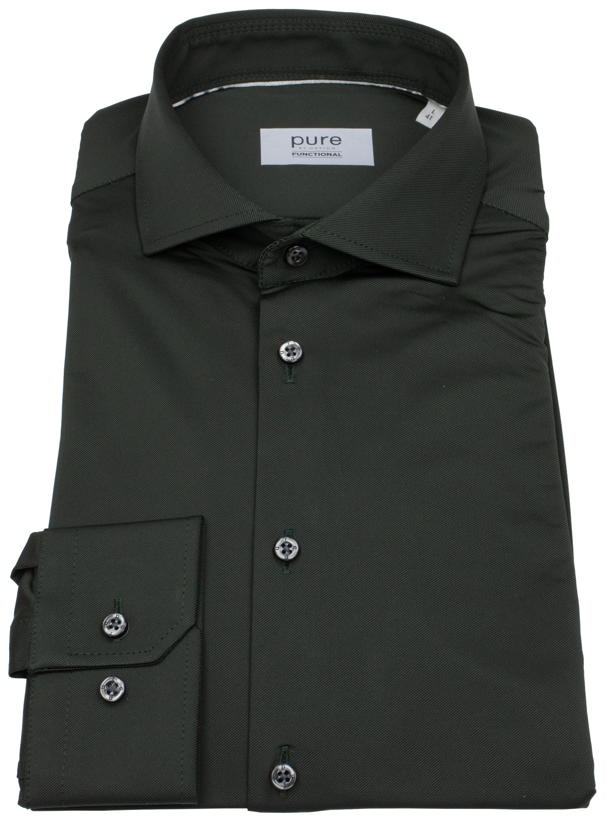 Pure Hemd - Slim Fit - Functional Shirt - Haifischkragen - dunkelgrün