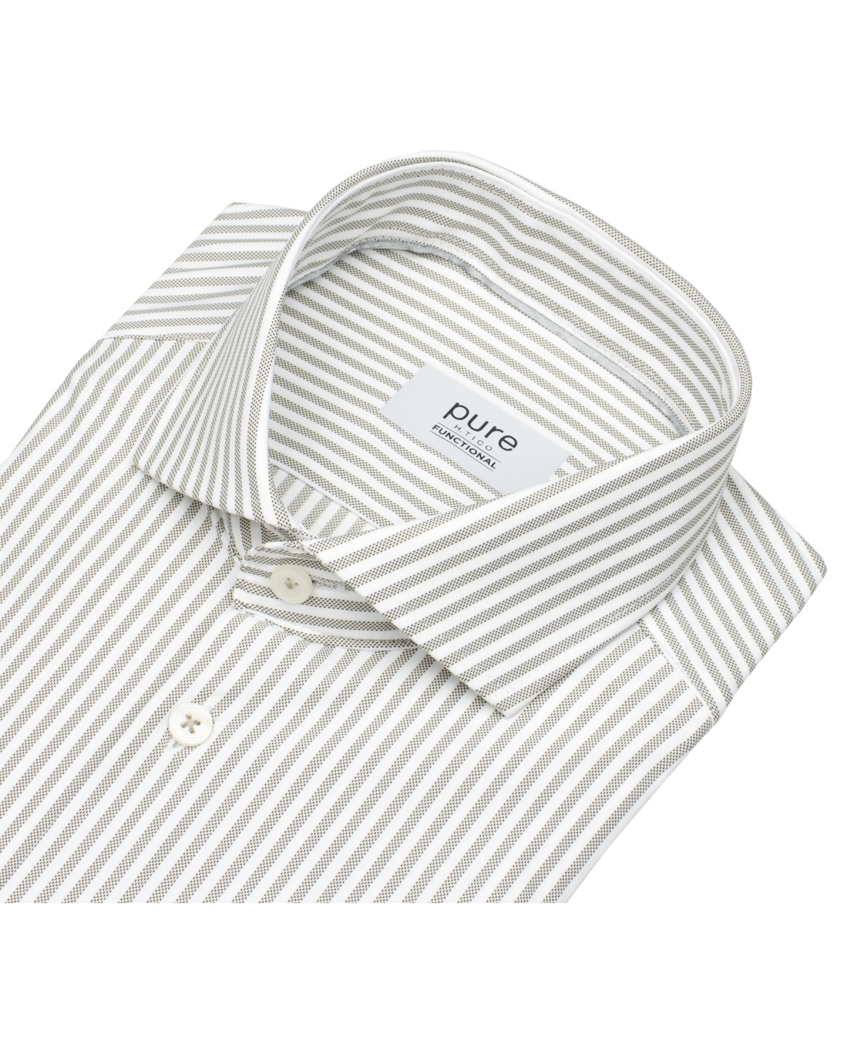 Pure Hemd - Slim Fit - Functional Shirt - Haifischkragen - Streifen - beige / weiß