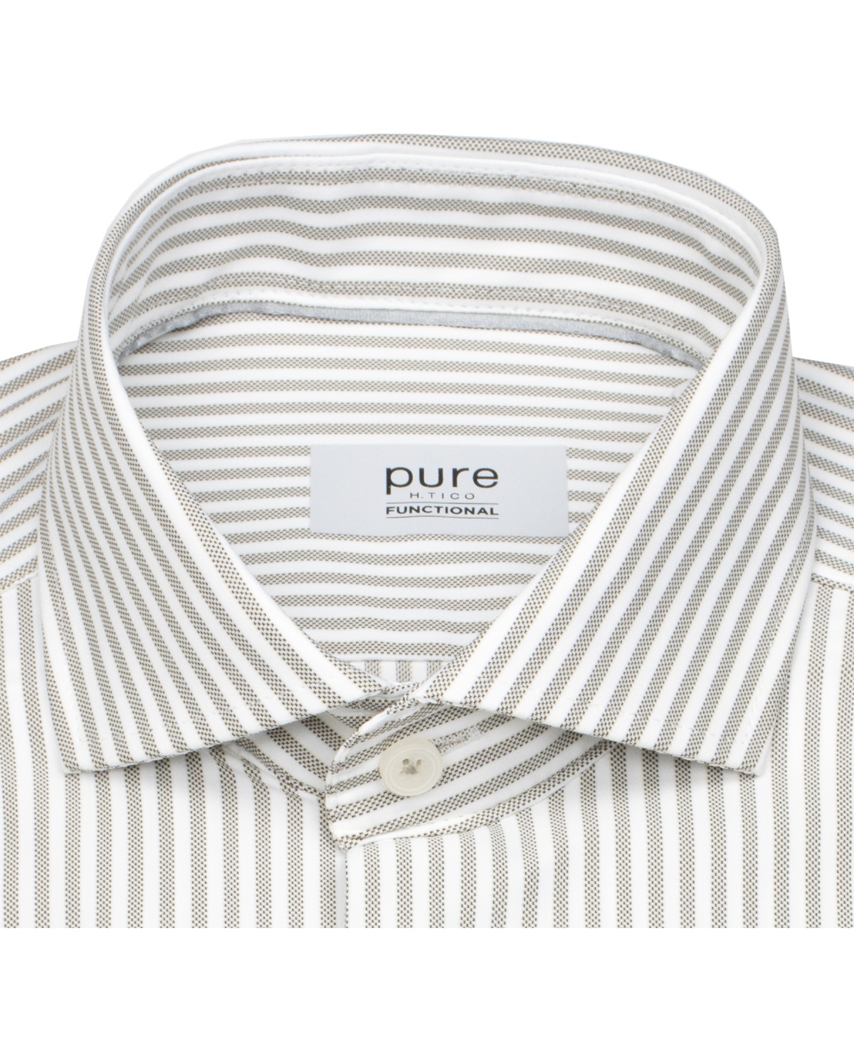 Pure Hemd - Slim Fit - Functional Shirt - Haifischkragen - Streifen - beige / weiß