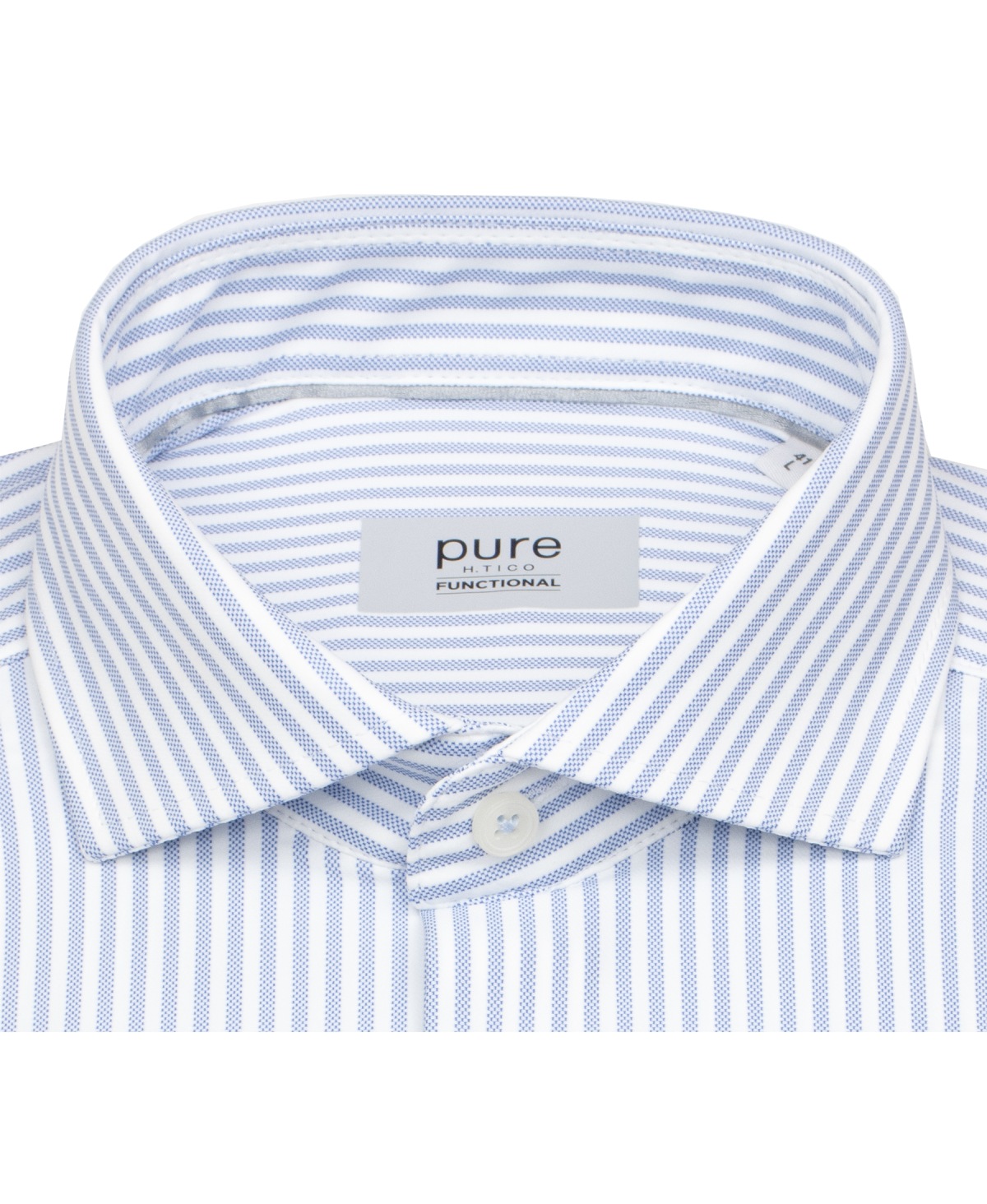 Pure Hemd - Slim Fit - Functional Shirt - Haifischkragen - Streifen - hellblau / weiß