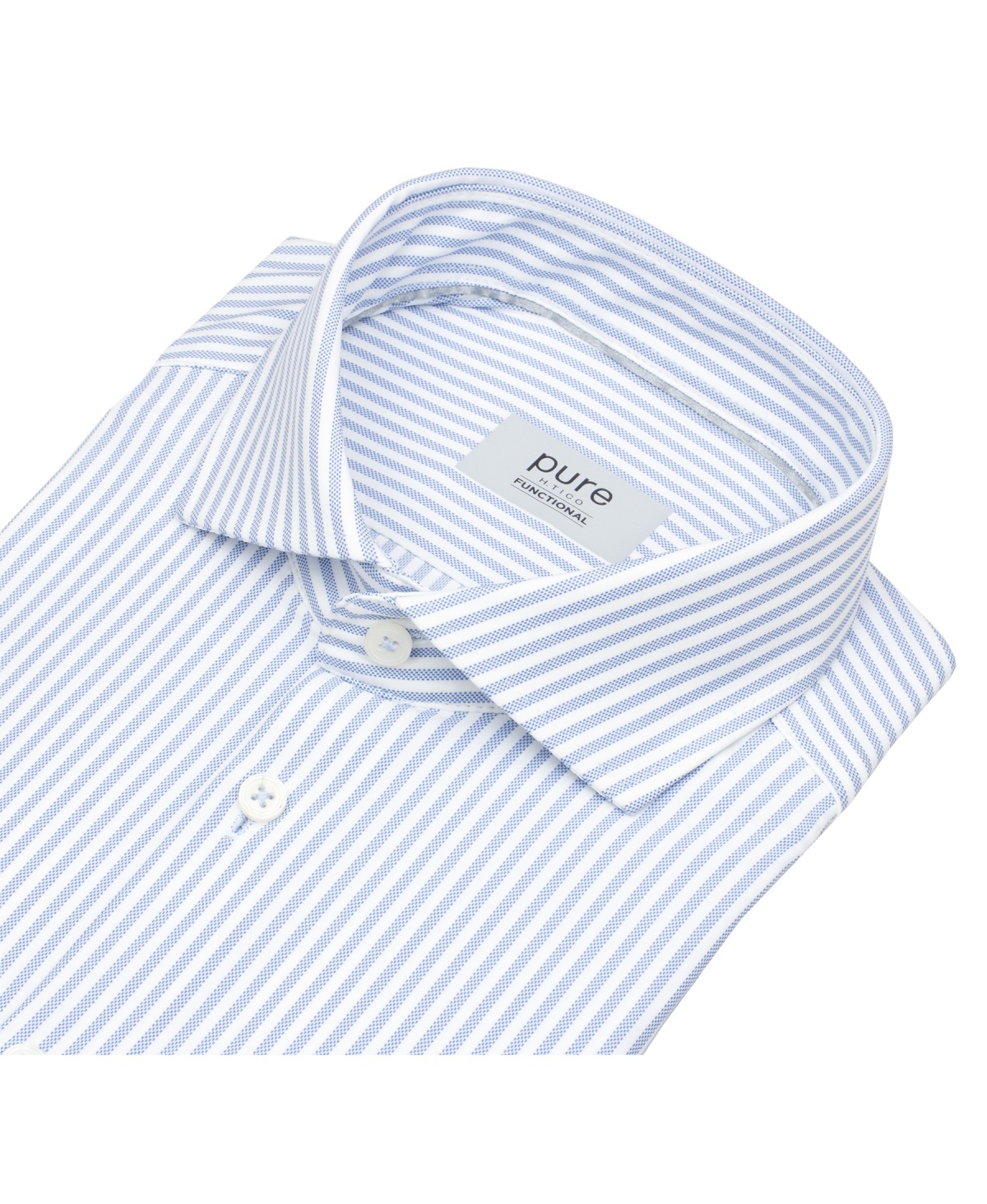Pure Hemd - Slim Fit - Functional Shirt - Haifischkragen - Streifen - hellblau / weiß