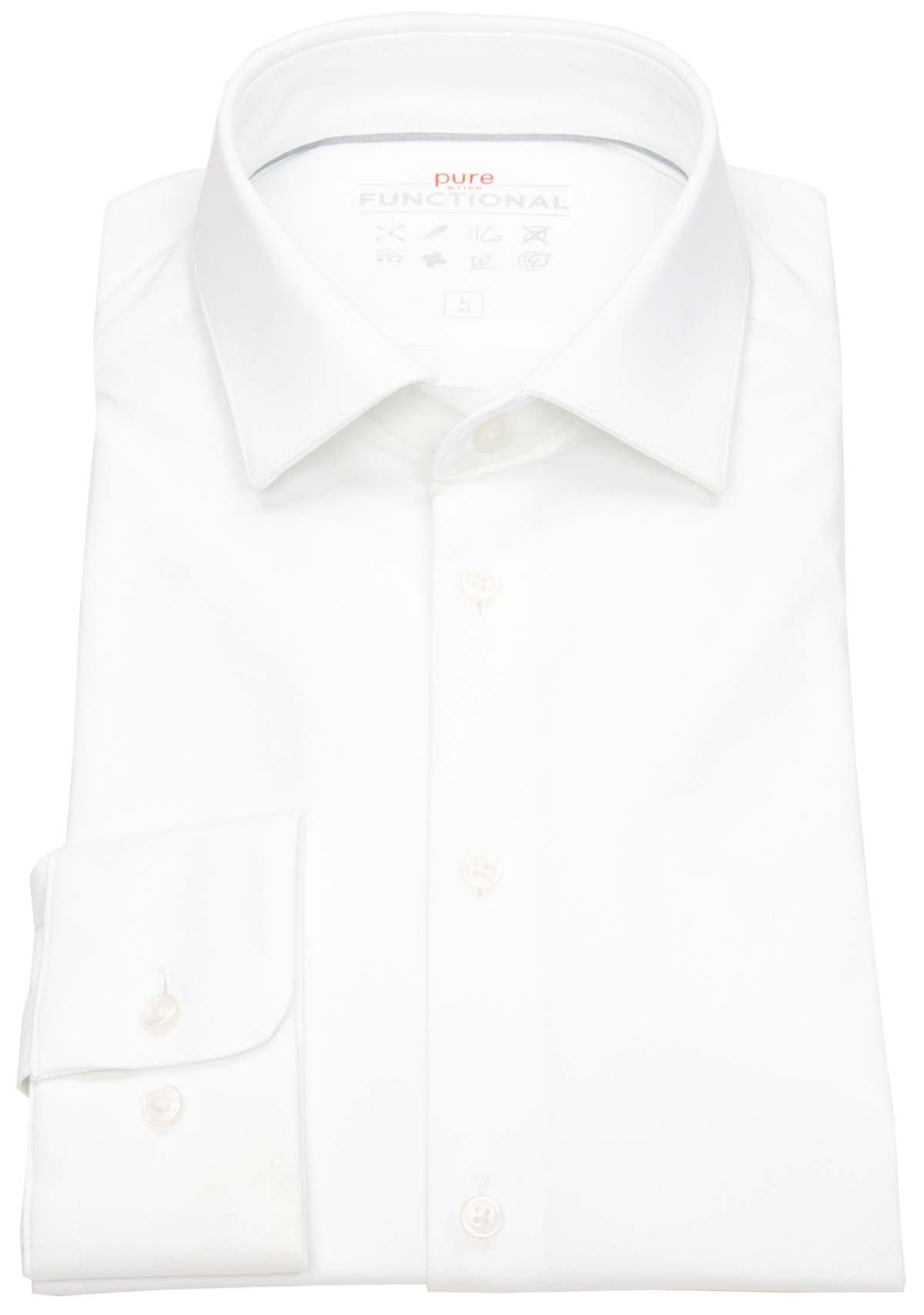 Pure Hemd - Slim Fit - Functional Shirt - Haifischkragen - weiß
