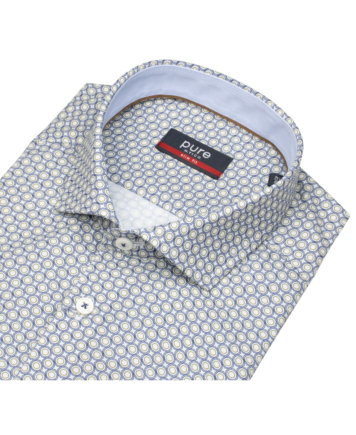 Pure Hemd - Slim Fit - Haifischkragen - blau / weiß