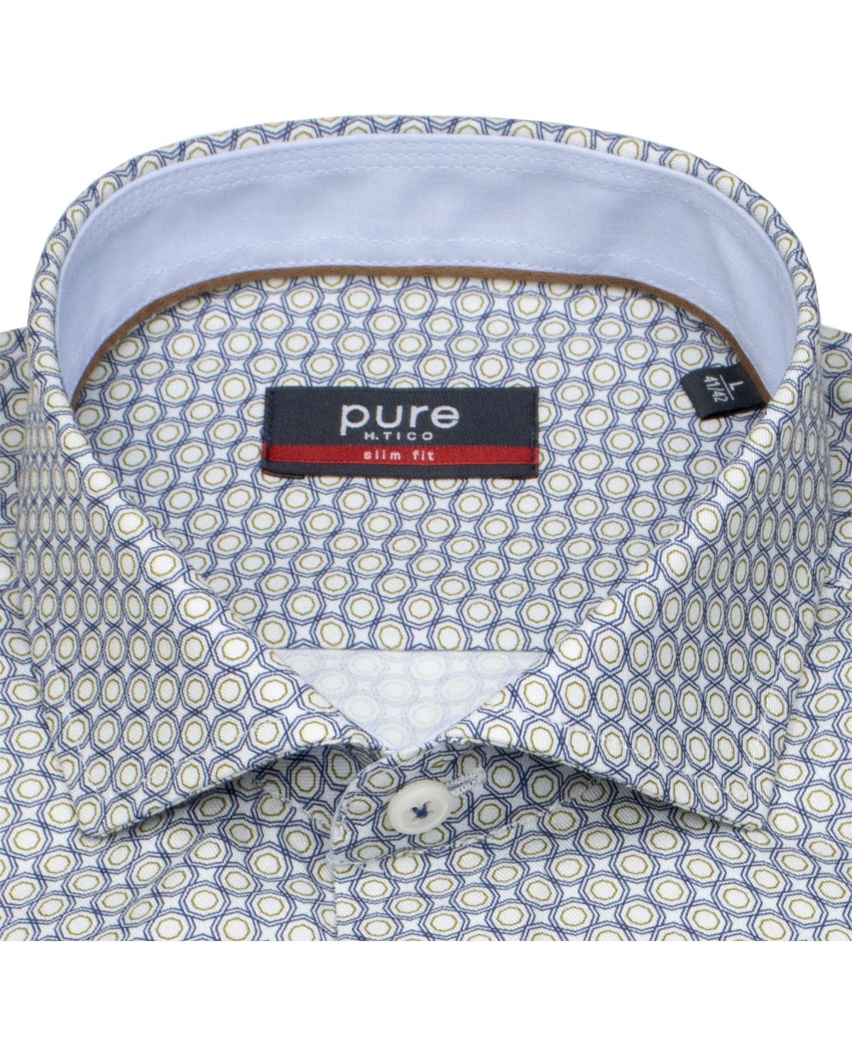 Pure Hemd - Slim Fit - Haifischkragen - blau / weiß