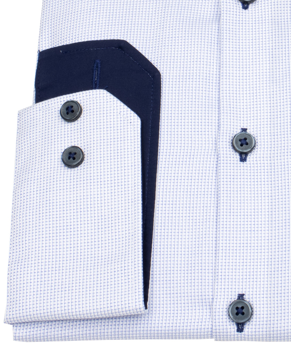 Pure Hemd - Slim Fit - Haifischkragen - fein kariert - Kontrastknöpfe - blau - ohne OVP
