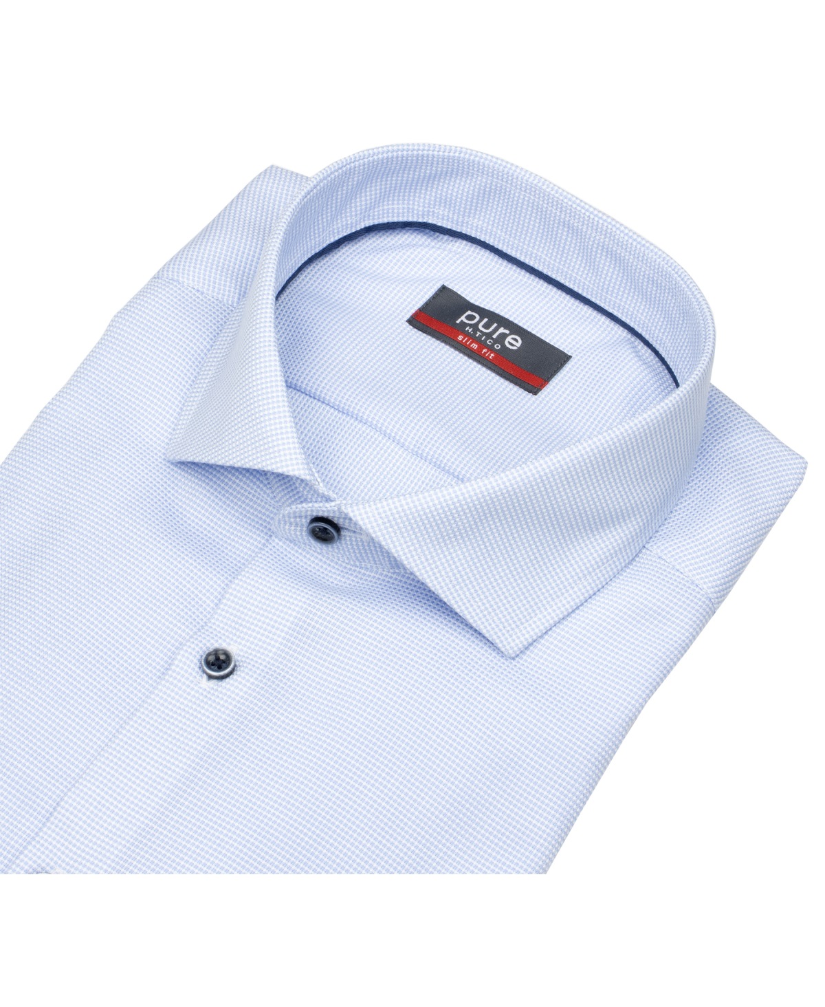 Pure Hemd - Slim Fit - Haifischkragen - Kontrastknöpfe - hellblau / weiß