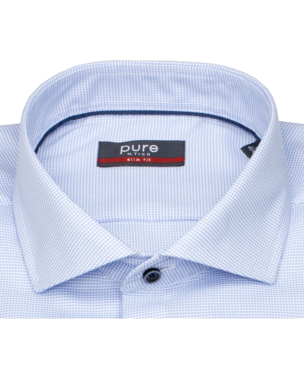 Pure Hemd - Slim Fit - Haifischkragen - Kontrastknöpfe - hellblau / weiß