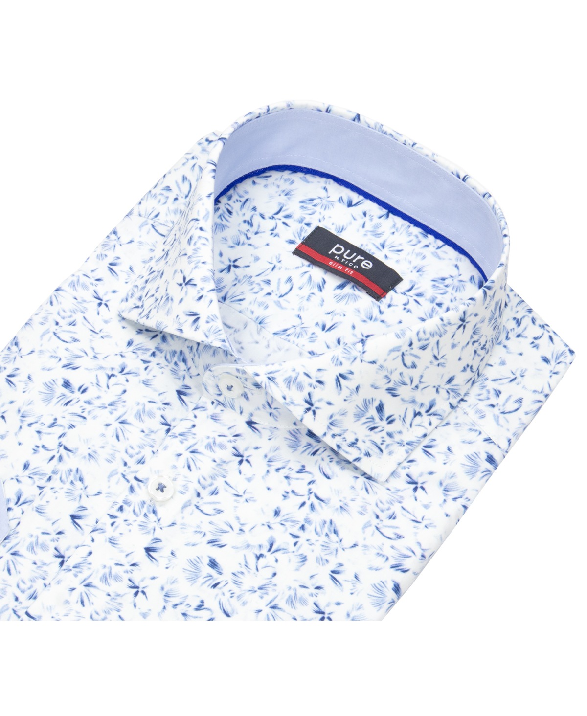 Pure Hemd - Slim Fit - Kentkragen  - Print - blau / weiß - ohne OVP