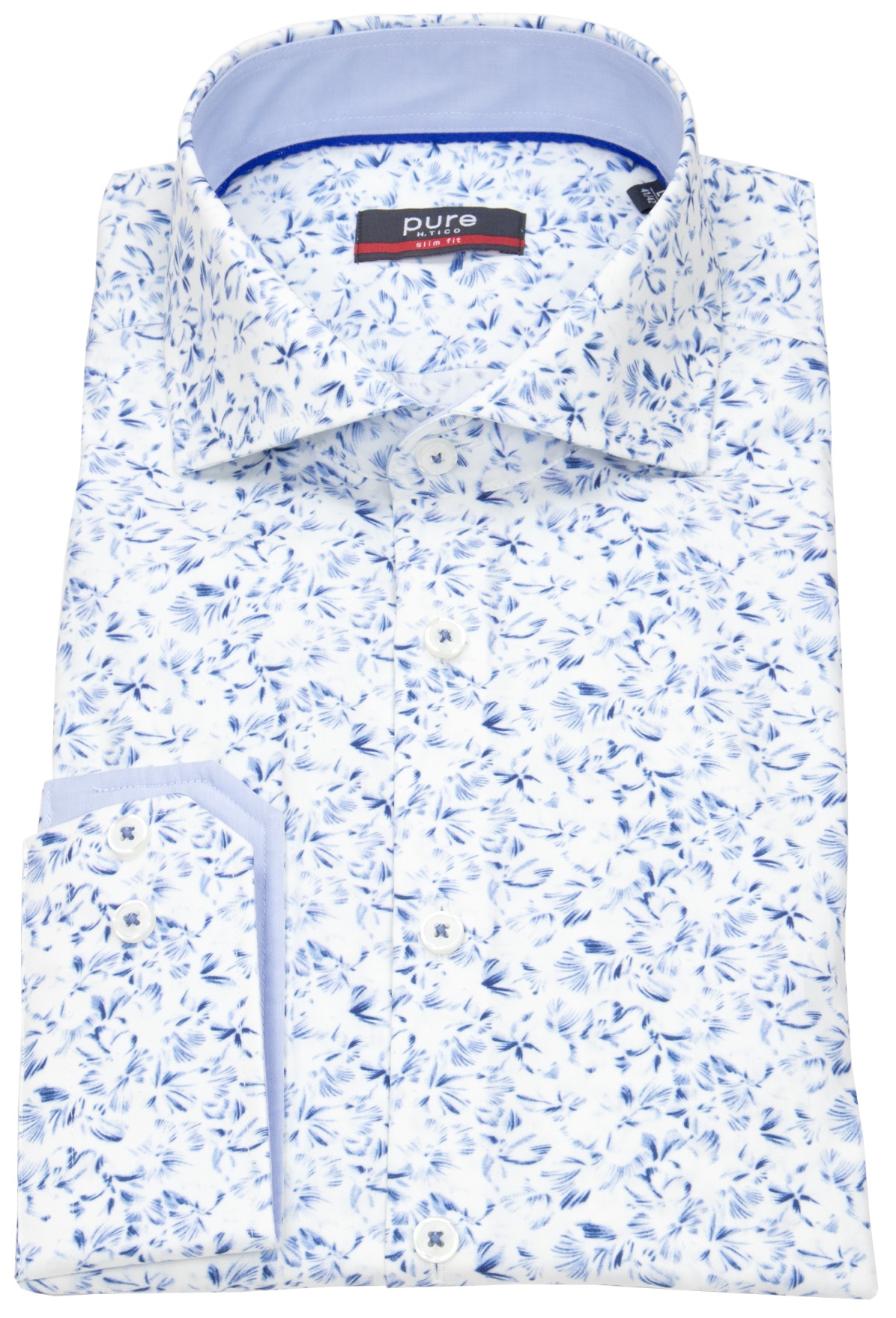 Pure Hemd - Slim Fit - Kentkragen  - Print - blau / weiß - ohne OVP