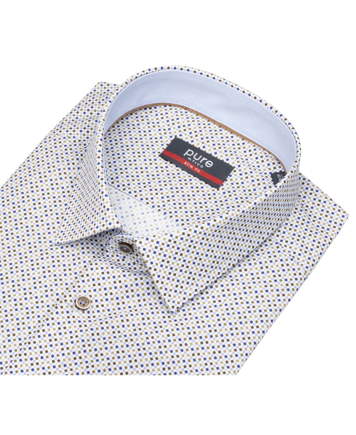 Pure Hemd - Slim Fit - Kentkragen - Punkte - mehrfarbig