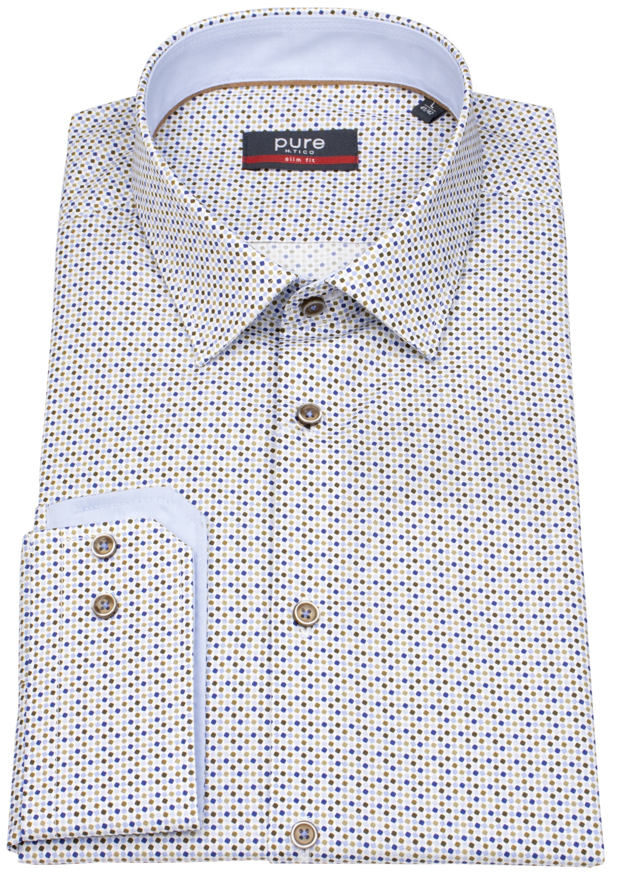 Pure Hemd - Slim Fit - Kentkragen - Punkte - mehrfarbig