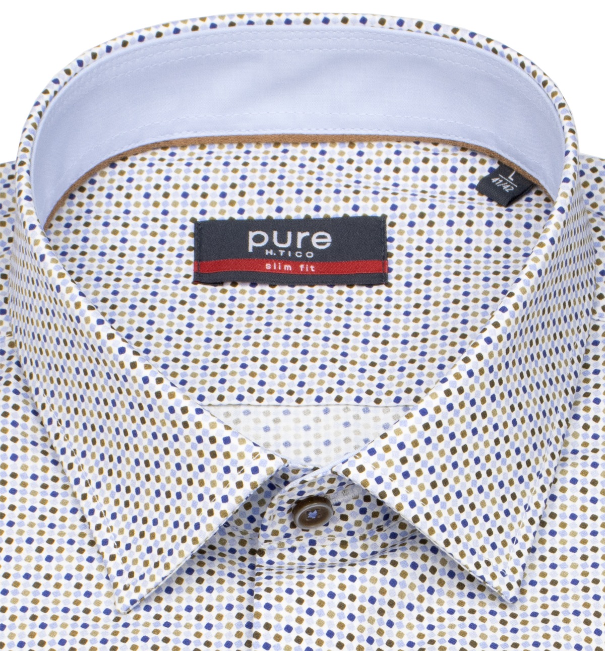 Pure Hemd - Slim Fit - Kentkragen - Punkte - mehrfarbig