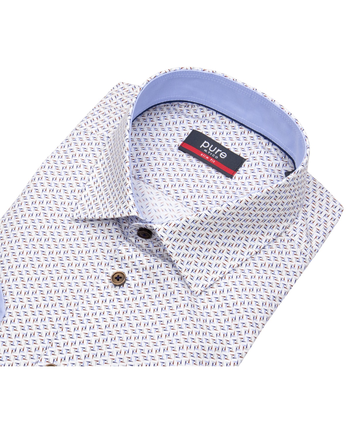 Pure Hemd - Slim Fit - Kontrastknöpfe - blau / braun / weiß - ohne OVP