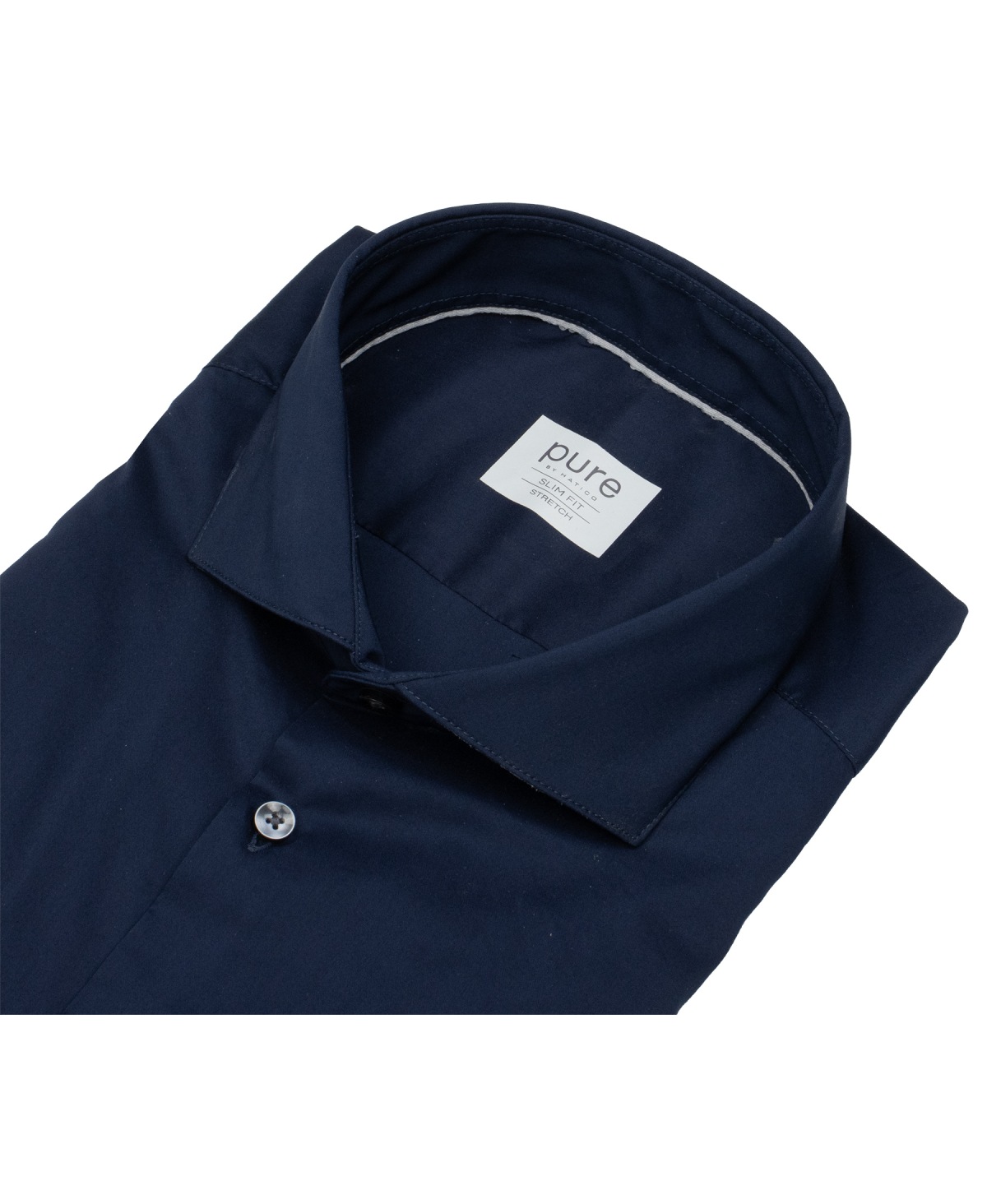Pure Hemd - Slim Fit Stretch - Haifischkragen - dunkelblau