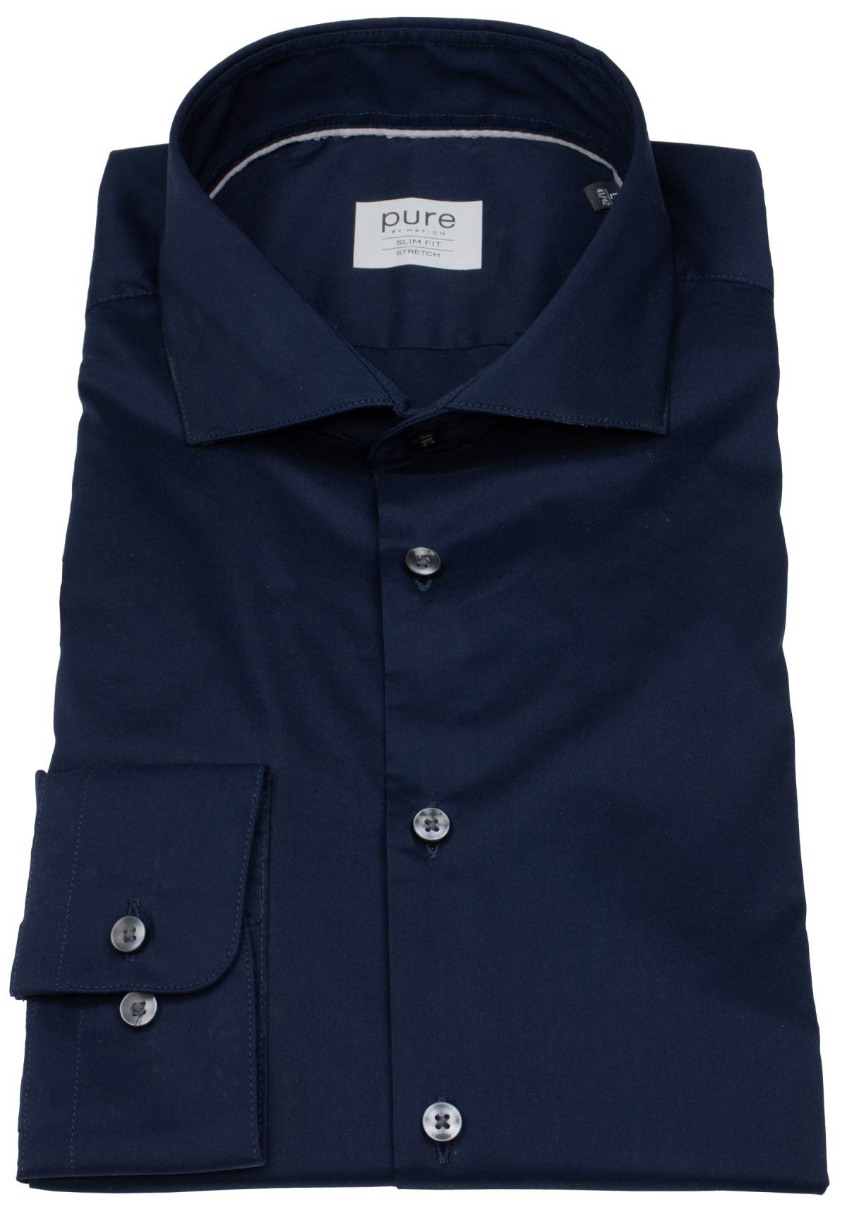 Pure Hemd - Slim Fit Stretch - Haifischkragen - dunkelblau