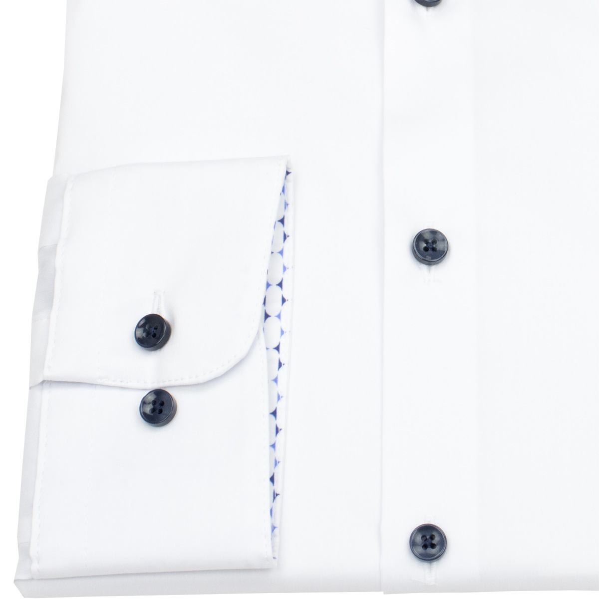Pure Hemd - Slim Fit Stretch - Haifischkragen - Kontrastknöpfe - weiß
