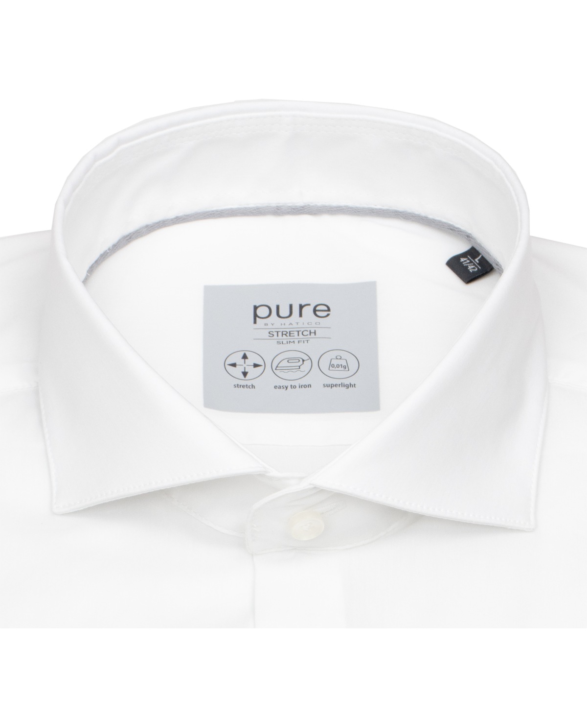 Pure Hemd - Slim Fit Stretch - Haifischkragen - weiß
