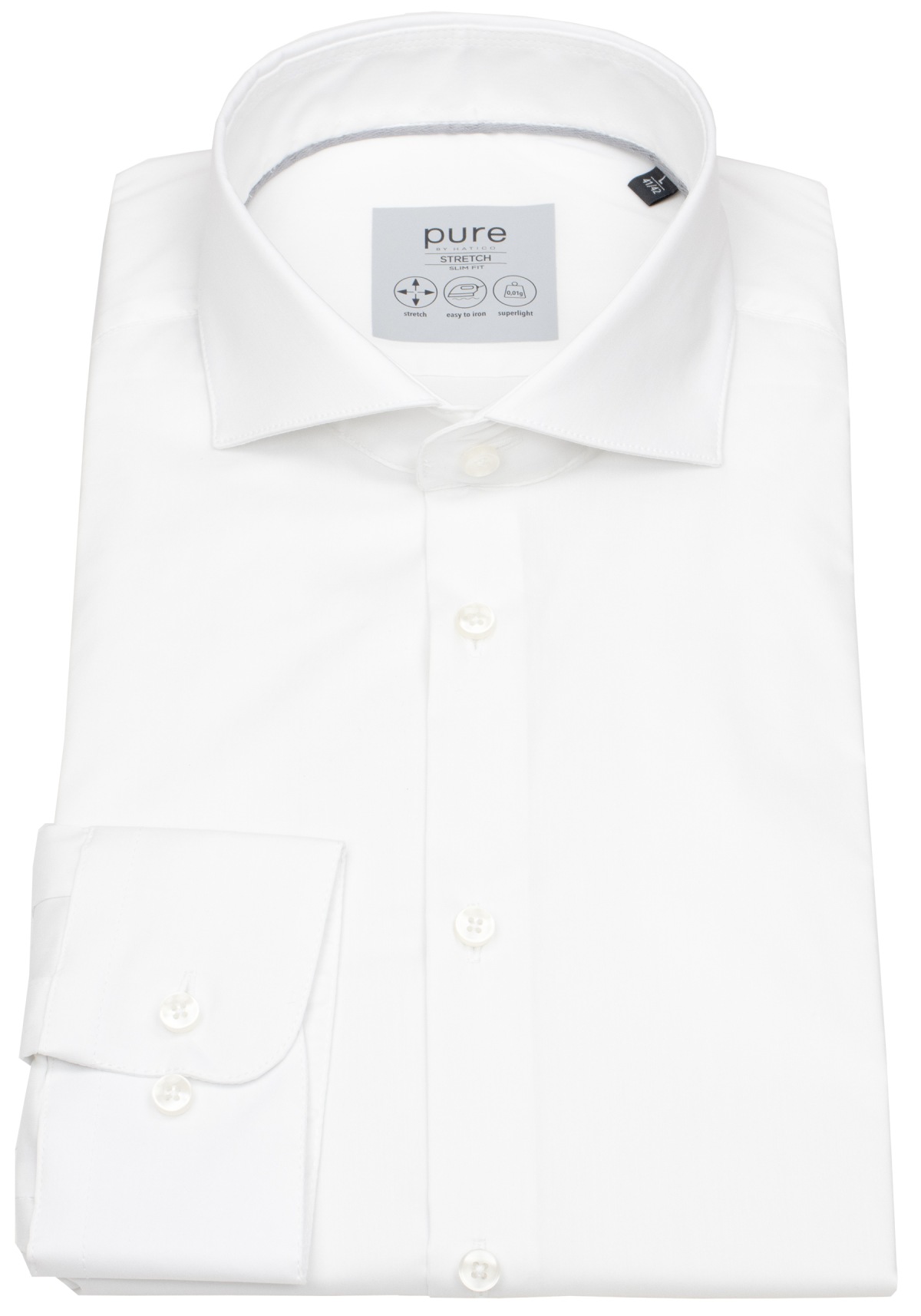 Pure Hemd - Slim Fit Stretch - Haifischkragen - weiß