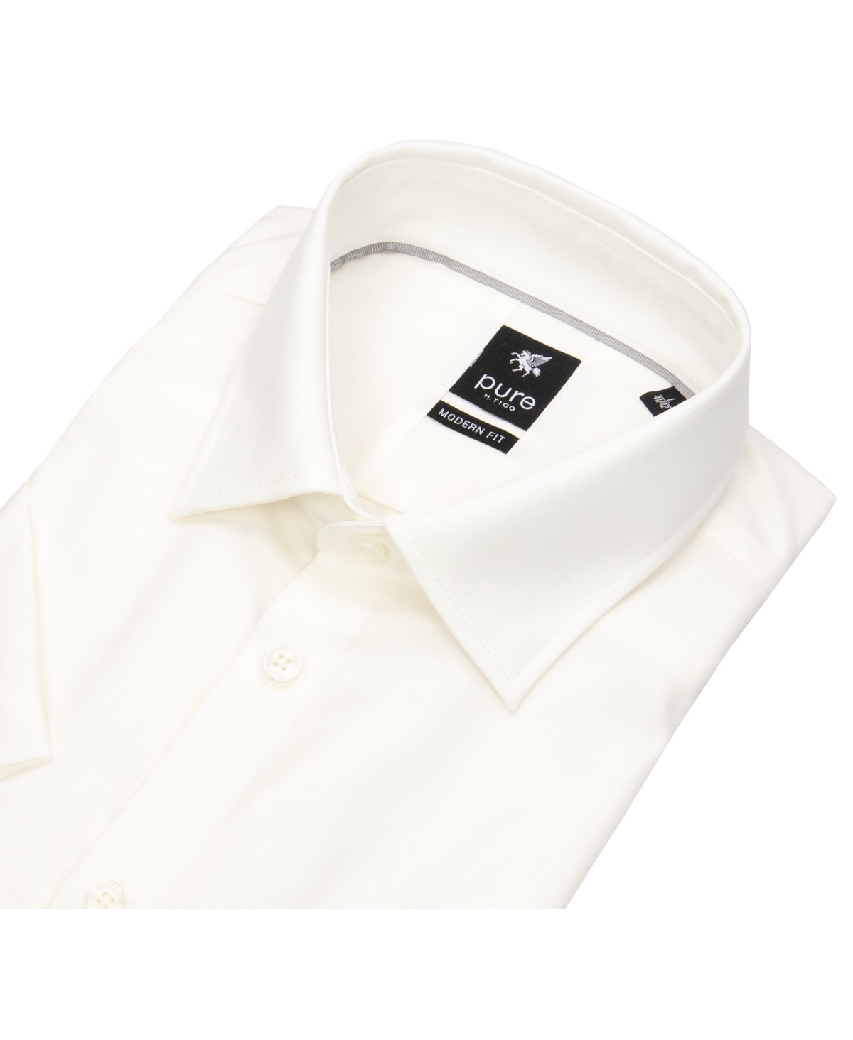 Pure Kurzarmhemd - Modern Fit - Kentkragen - helles beige