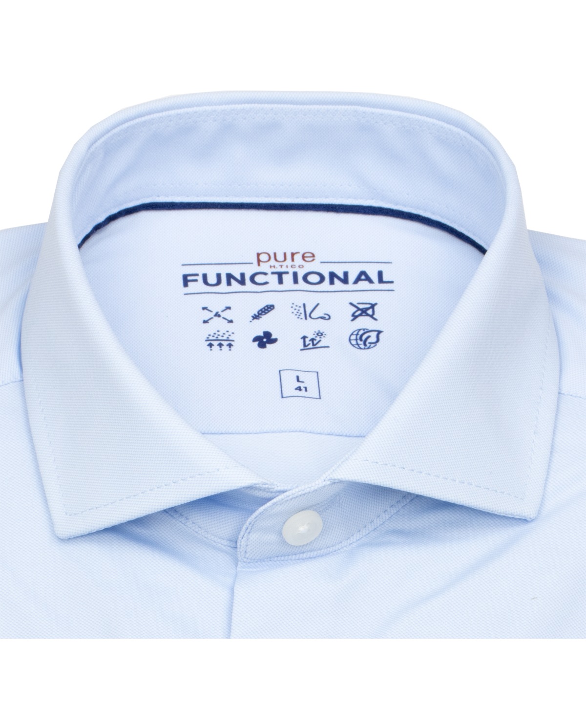 Pure Kurzarmhemd - Slim Fit - Functional Shirt - Haifischkragen - hellblau
