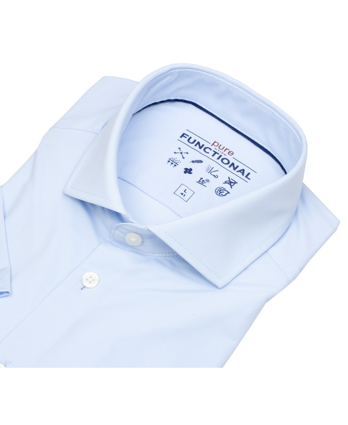 Pure Kurzarmhemd - Slim Fit - Functional Shirt - Haifischkragen - hellblau