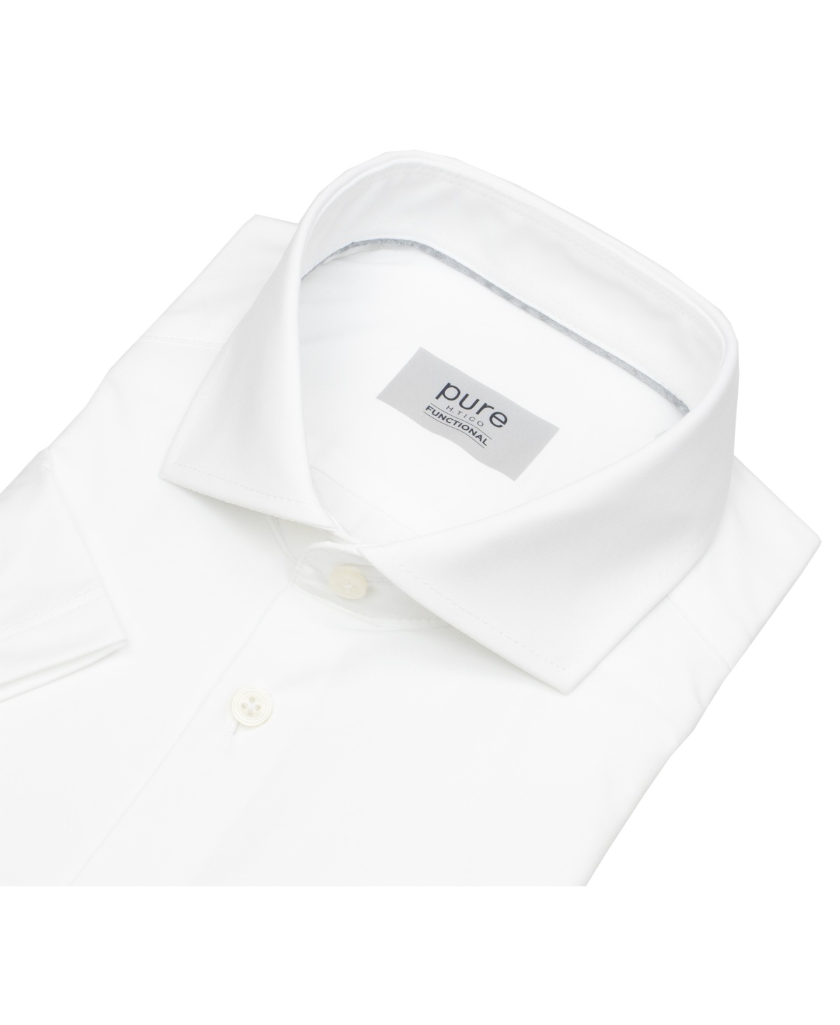 Pure Kurzarmhemd - Slim Fit - Functional Shirt - Haifischkragen - weiß
