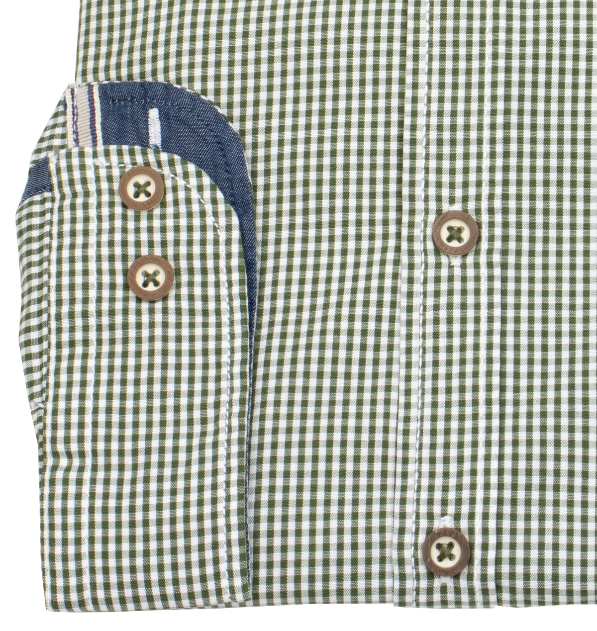 Pure Trachtenhemd - Slim Fit - Button Down - kariert - grün / weiß