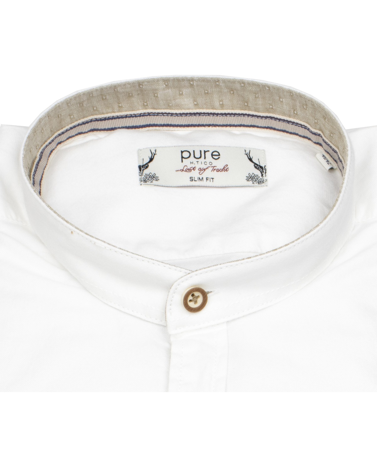 Pure Trachtenhemd - Slim Fit - Stehkragen - weiß